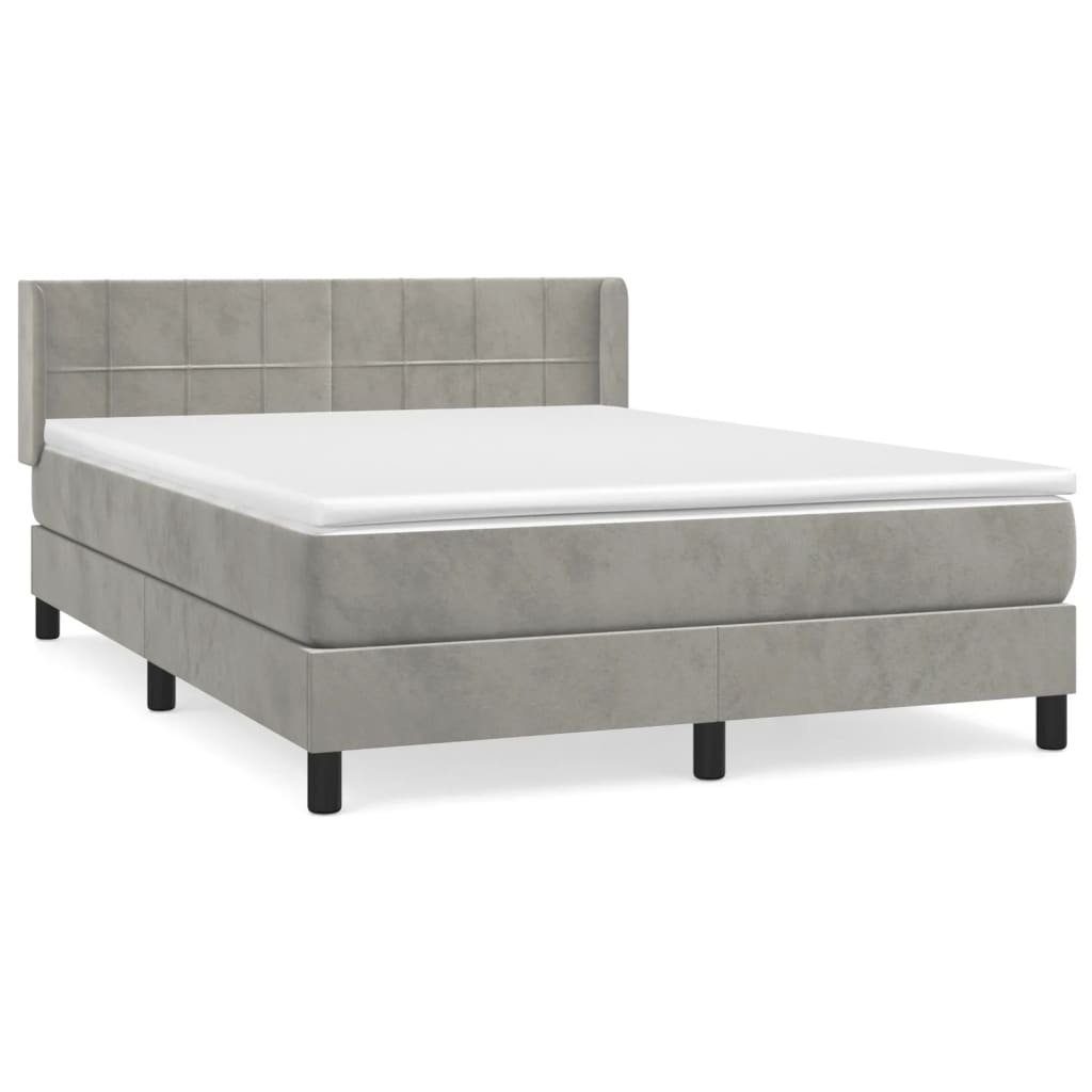Boxspringbett 140 x 200 cm Boxspringbett mit Matratze Hellgrau 140x200 cm Samt Bett