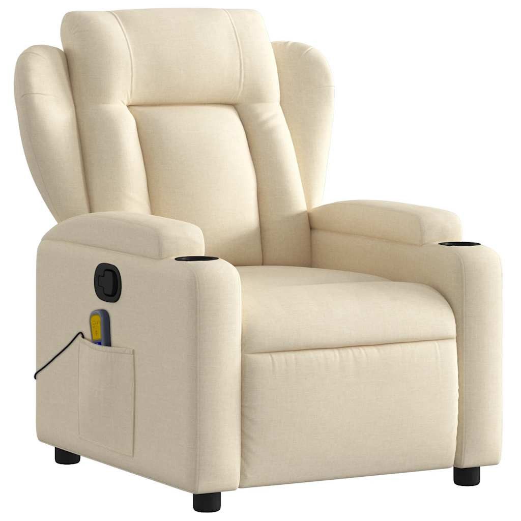 vidaXL Sessel Massage-Relaxsessel, cremefarbener Stoff (1-St) günstig online kaufen