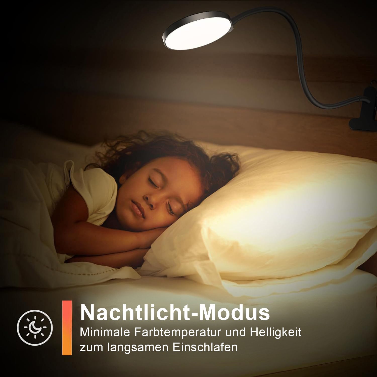 MUPOO Klemmleuchten LED Schreibtischlampe,3 Farbtemperatur,Clip-on-Lampe,Leselampe Klemme, 5 Helligkeitseinstellungen, 40cm/70cm Lampenhöhe,Speicherfunktion,USB-Plug in