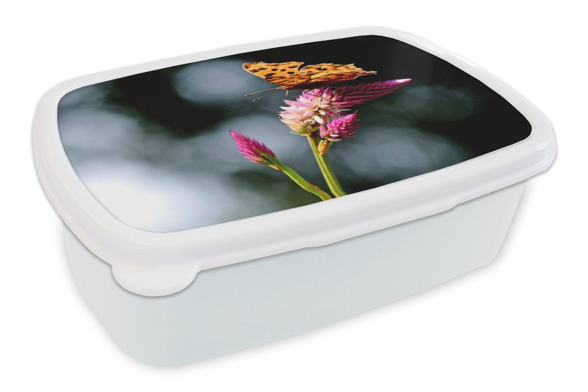 - und Brotdose, MuchoWow Kunststoff, - Insekten, (2-tlg), und Erwachsene, für Mädchen Brotbox Blumen Jungs Kinder weiß Lunchbox Schmetterling für