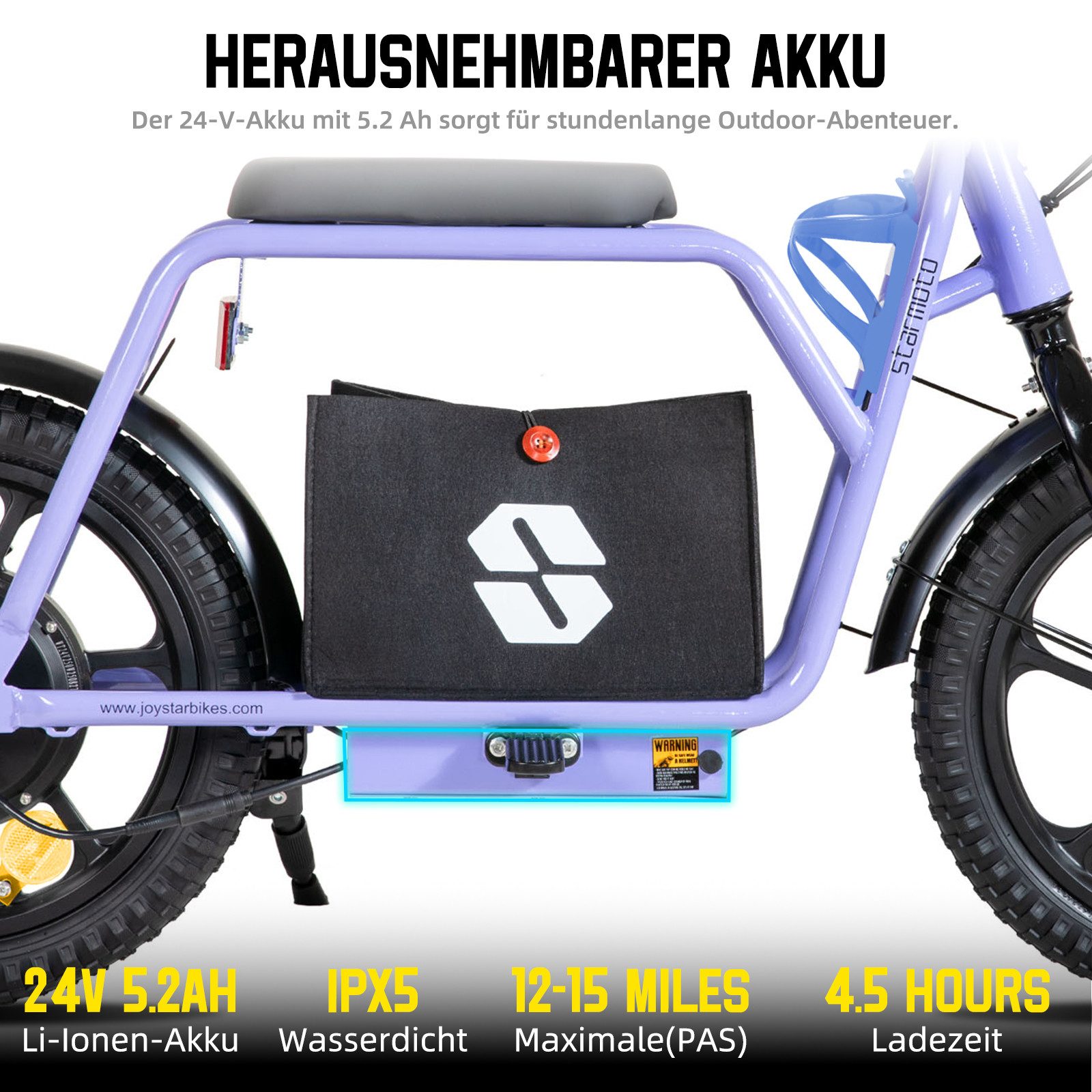 HILAND E-Bike Kinder E-Bike 16 Zoll für 6–10 Jahre, 250W Motor, 6 Farben