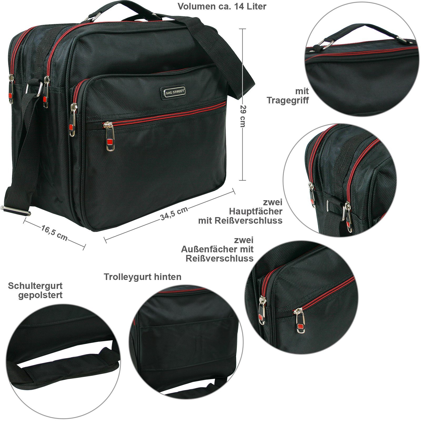 BAG STREET INTERNATIONAL Schultertasche Herren große Arbeitstasche - Flugbe günstig online kaufen