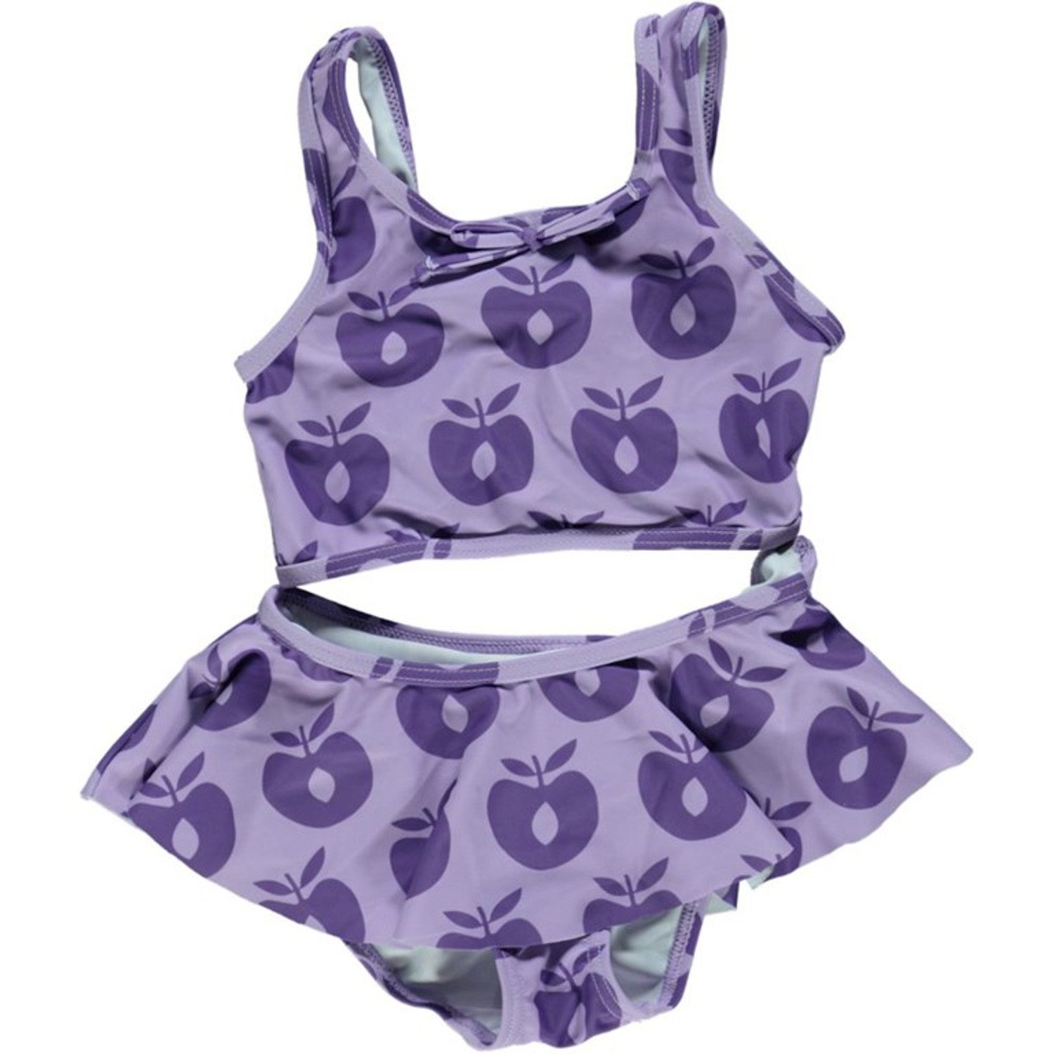 Småfolk Bustier-Bikini SMAFOLK UV-Schutz Bikini allover Apfel lila mit Volants