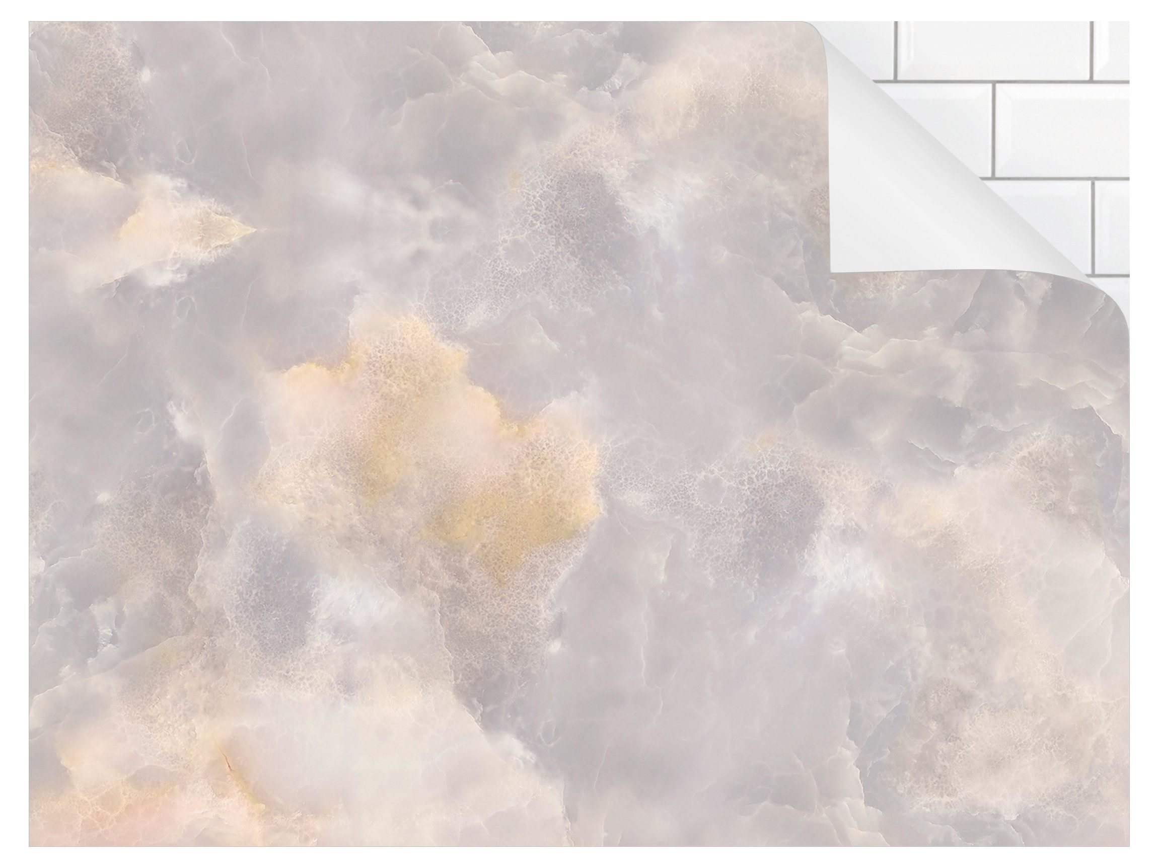 Bilderdepot24 Badrückwand grau fugenlose Wandverkleidung Bad mit Motiv, (Hartfolie matt » Selbstklebend SMART 0,35 mm), wasserfestes Wandpaneel Onyx Marmor