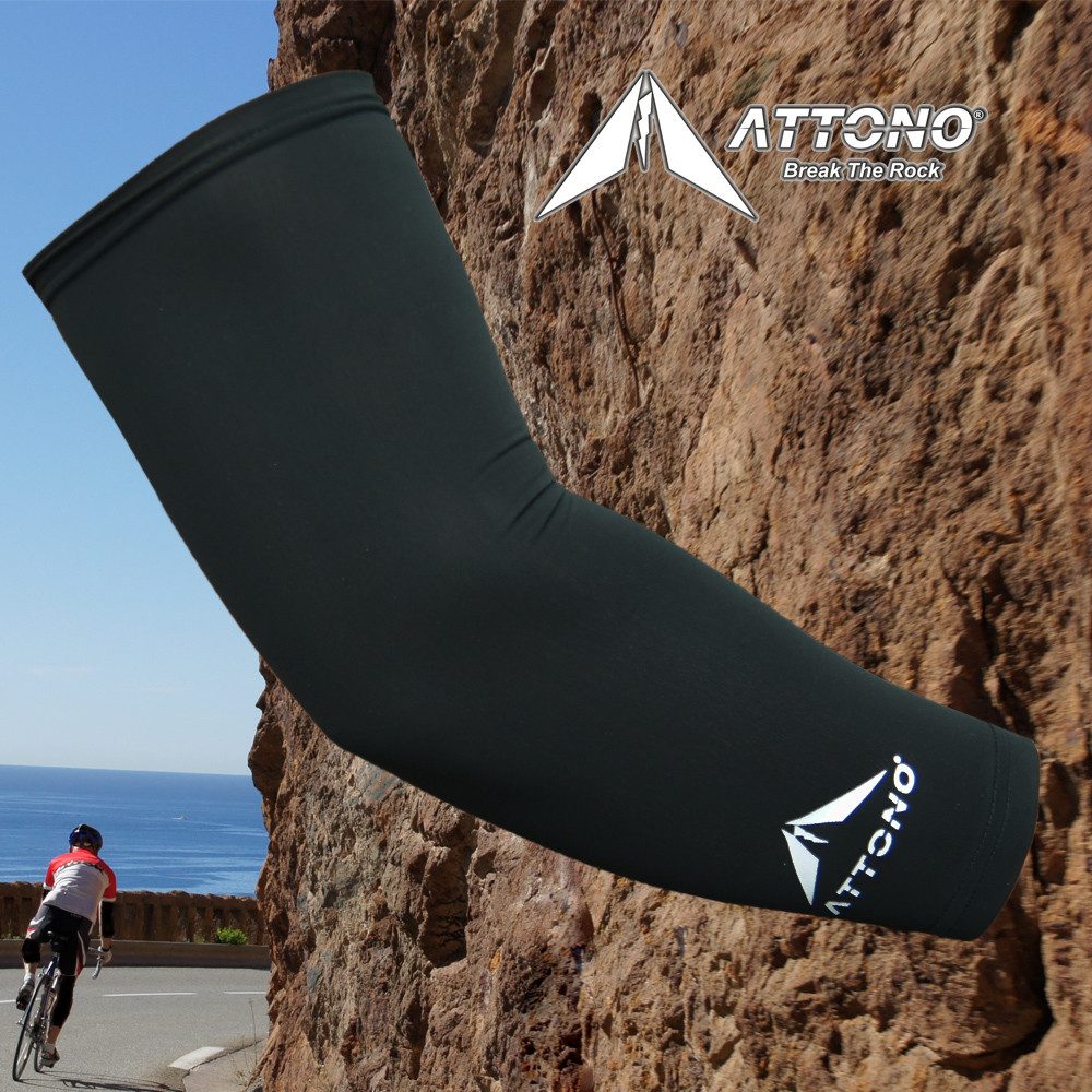 ATTONO Armlinge Fahrrad Mountainbike Thermo Armlinge Armwärmer schwarz - ein Paar