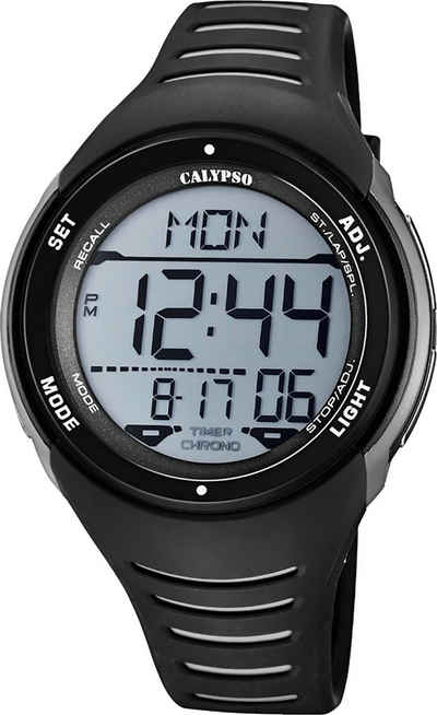 CALYPSO WATCHES Digitaluhr »UK5807/6 Calypso Herren Uhr Digital K5807/6«, (Digitaluhr), Herrenuhr rund, extra groß (ca. 50mm), Kunststoffarmband, Outdoor-Style