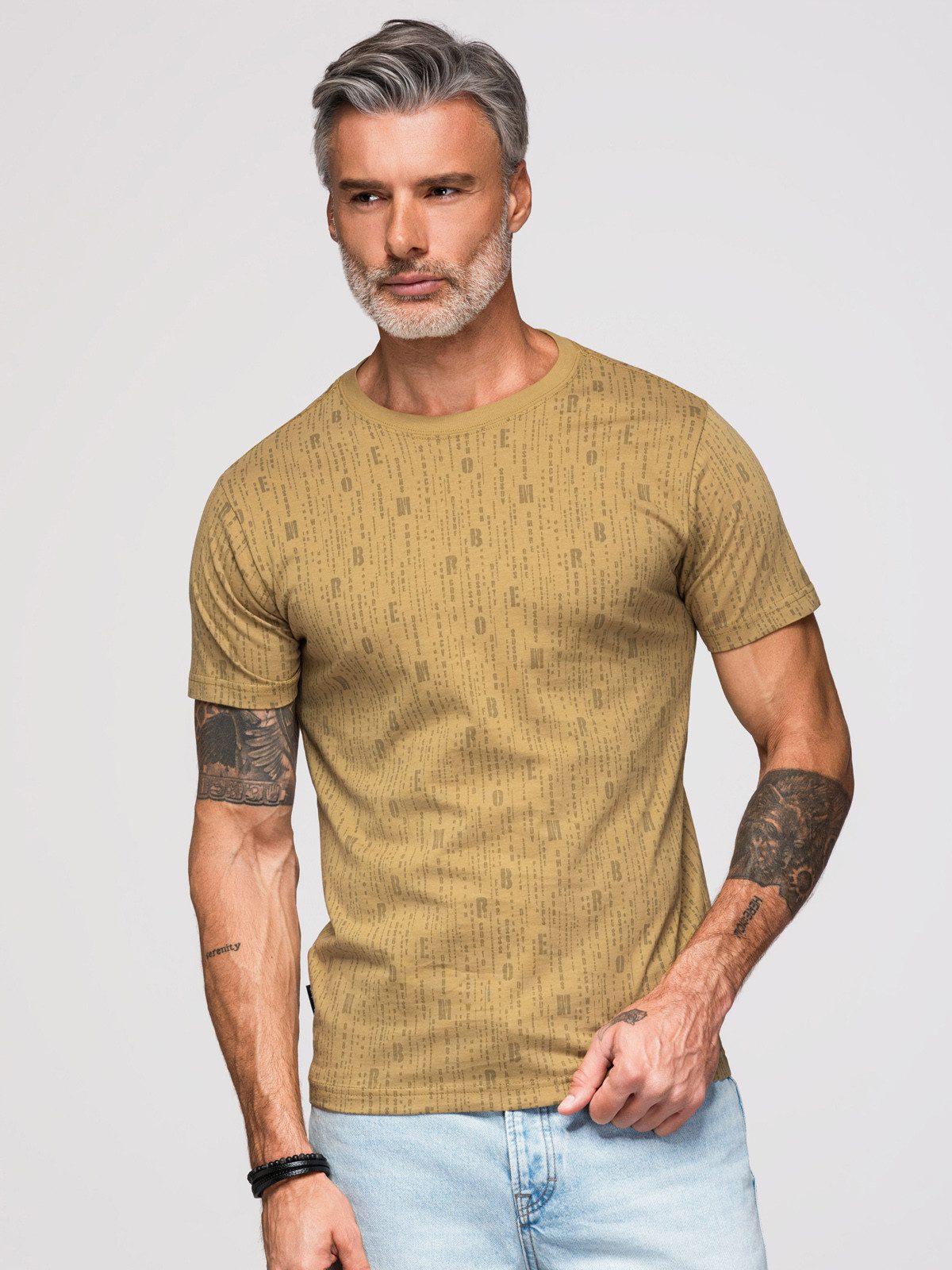 Print-Shirt Bedrucktes Baumwoll-T-Shirt mit Rundhalsausschnitt -