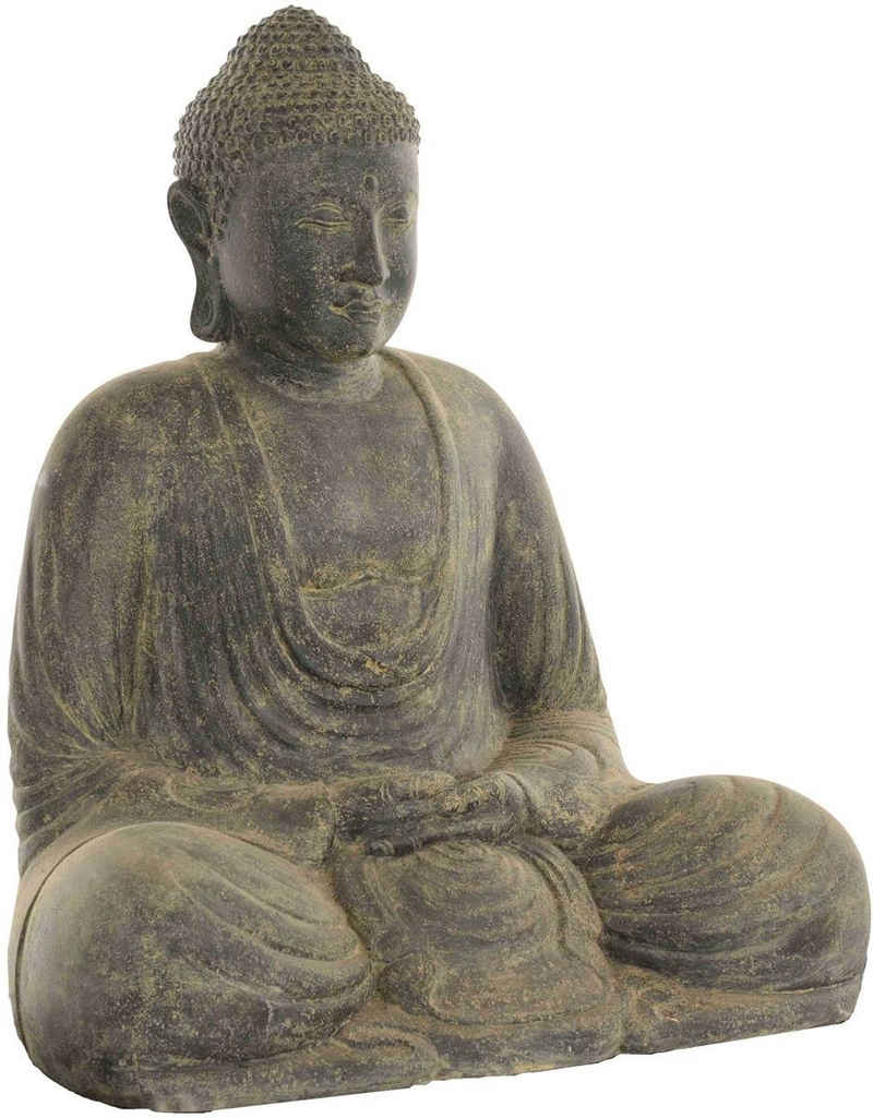 Krines Home Gartenfigur »Buddha Steinfigur Steinbuddha sitzend 80cm für Haus und Garten Lavastein Gartenfigur frostfest«