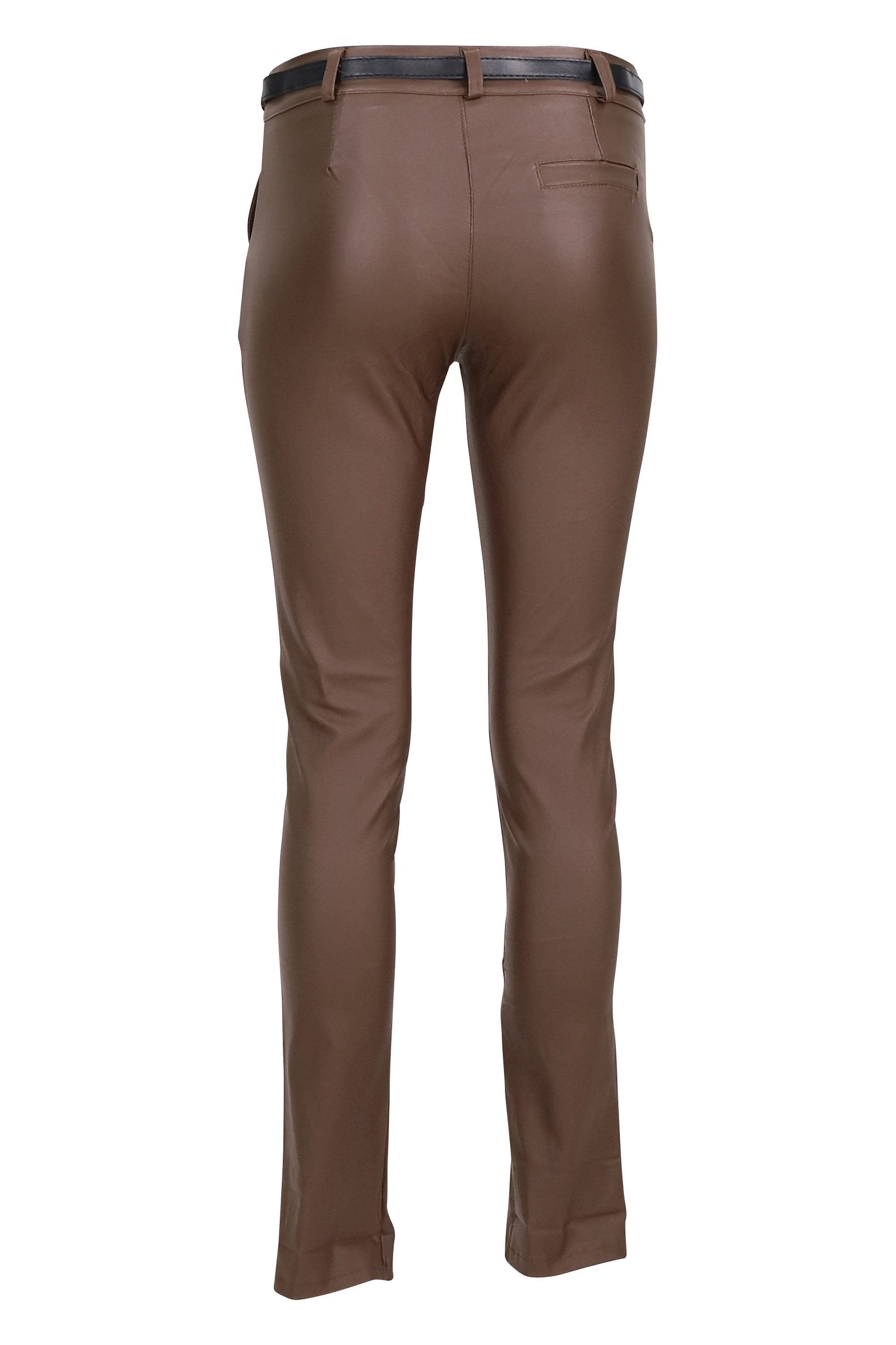 malito more than fashion Chinohose 1031 unifarbene stretch Basic Hose in Lederoptik