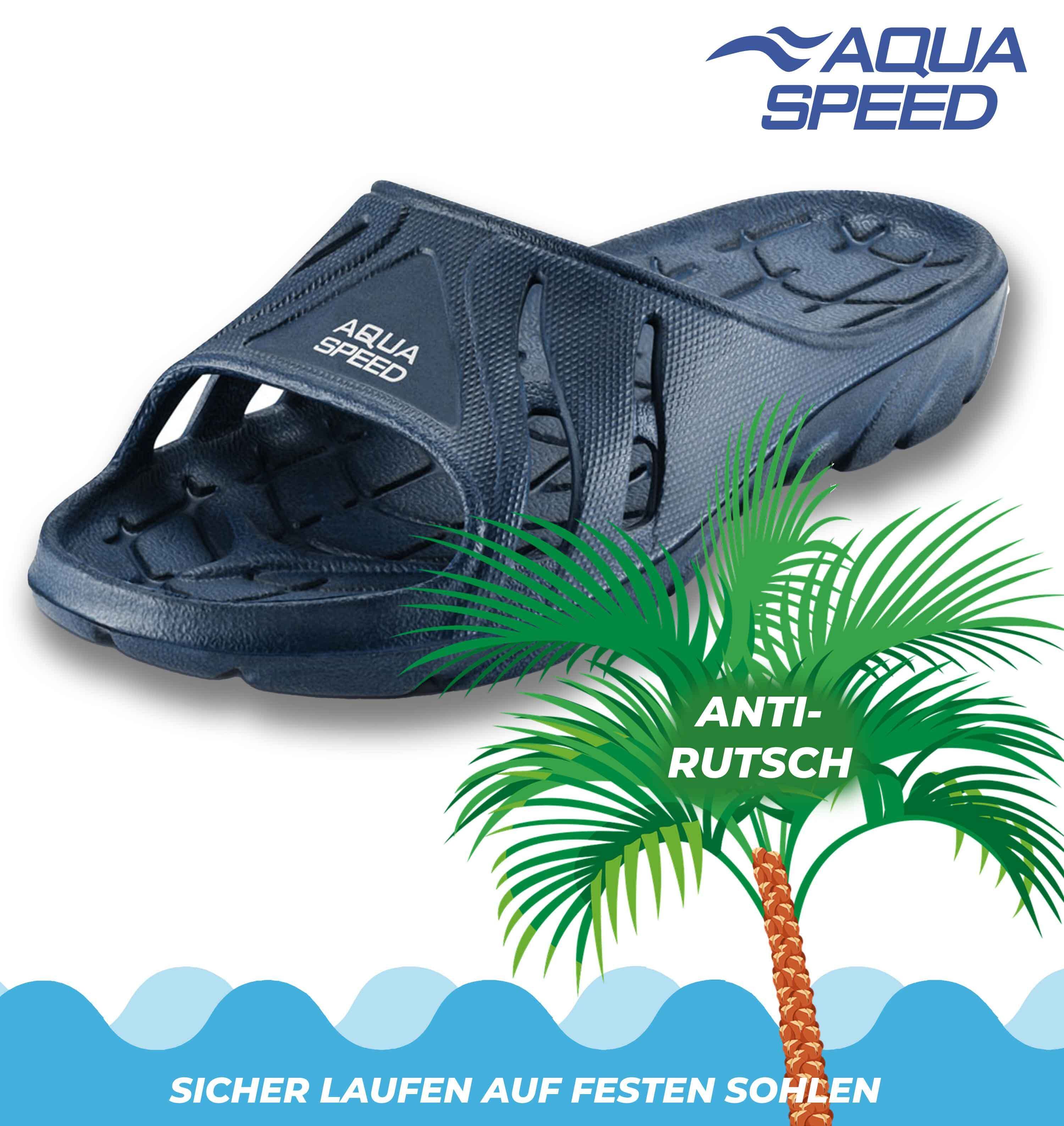 Aqua Speed Badelatschen ALABAMA Damen + Mikrofaserhandtuch Gr. 36-40 Badepantolette