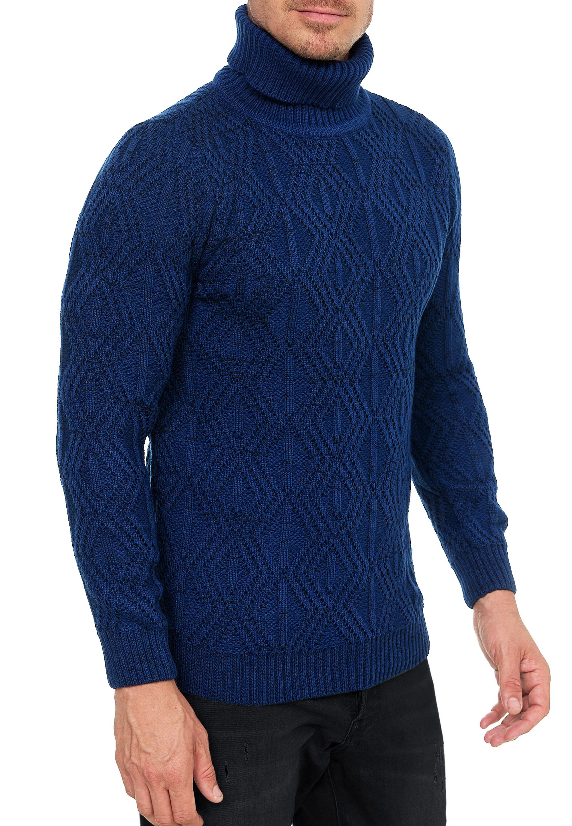 R-NEAL Rollkragenpullover Melierter Grobstrick Rollkragen-Pullover Business günstig online kaufen