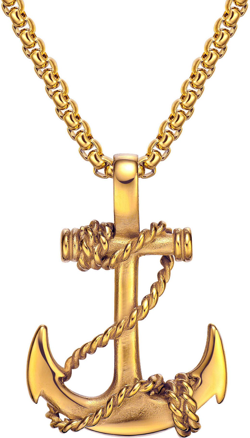 Kette mit Anhänger Schmuck Geschenk Edelstahl Halsschmuck Halskette Venezianerkette Anker