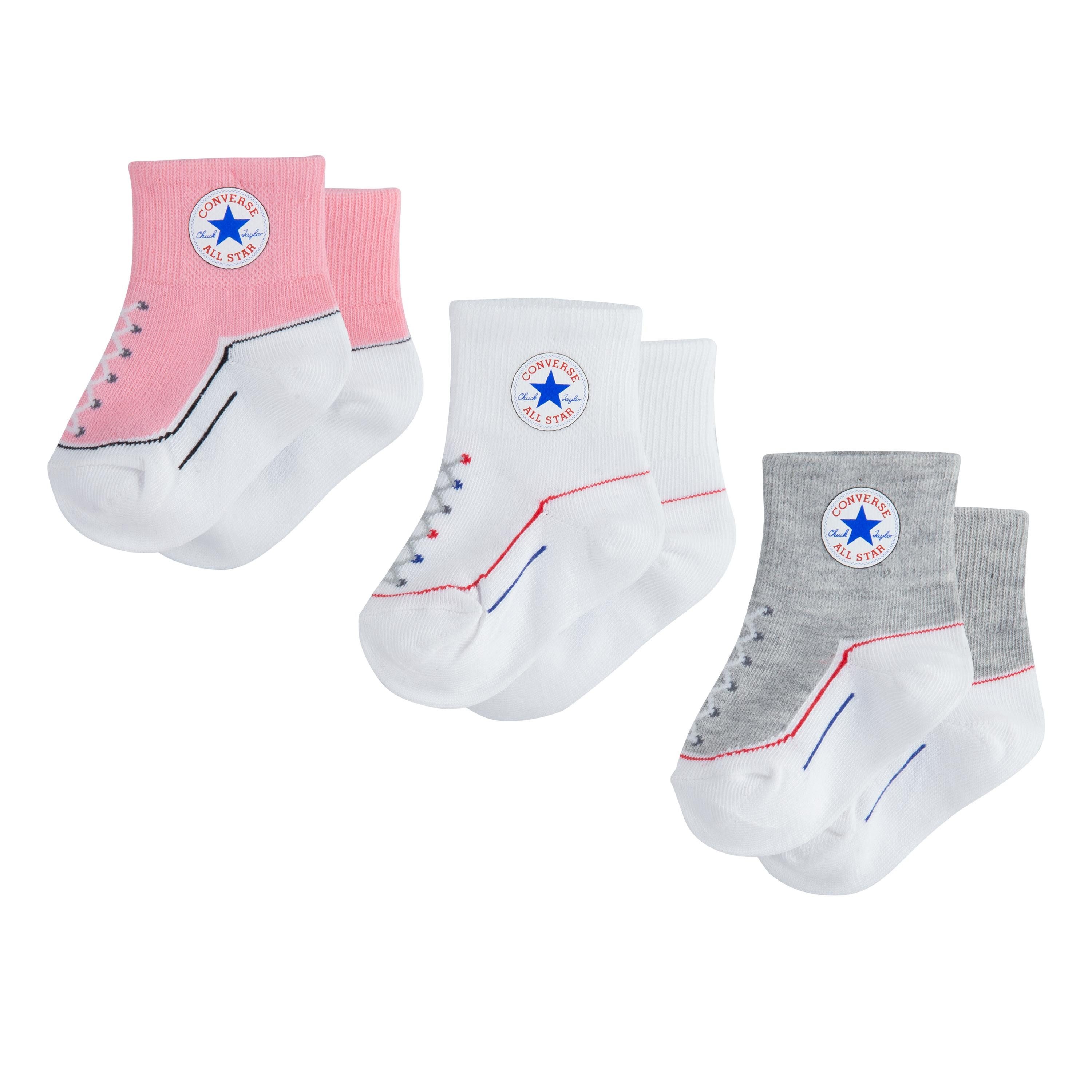 Converse Tennissocken CHN INFANT STRIATED QTR 3PK (3-Paar) Babys, im 3er-Pack, gerippte Bündchen, elastisches Material – Bild 5 von 5