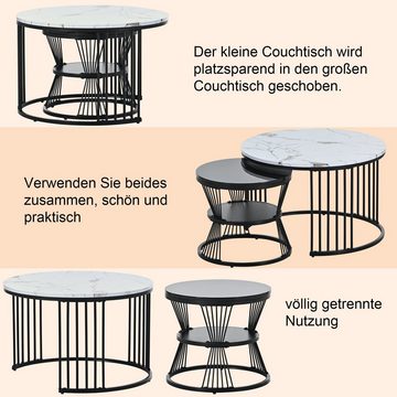 REDOM Couchtisch und 2er Set, Beistelltisch für Schlafzimmer Balkon (Solid und Dauerhaft Smart Einzigartigrd Design Safety Design), Satz Marmor Furnier Sofa Seite Nest von Tischen Runde Endtische