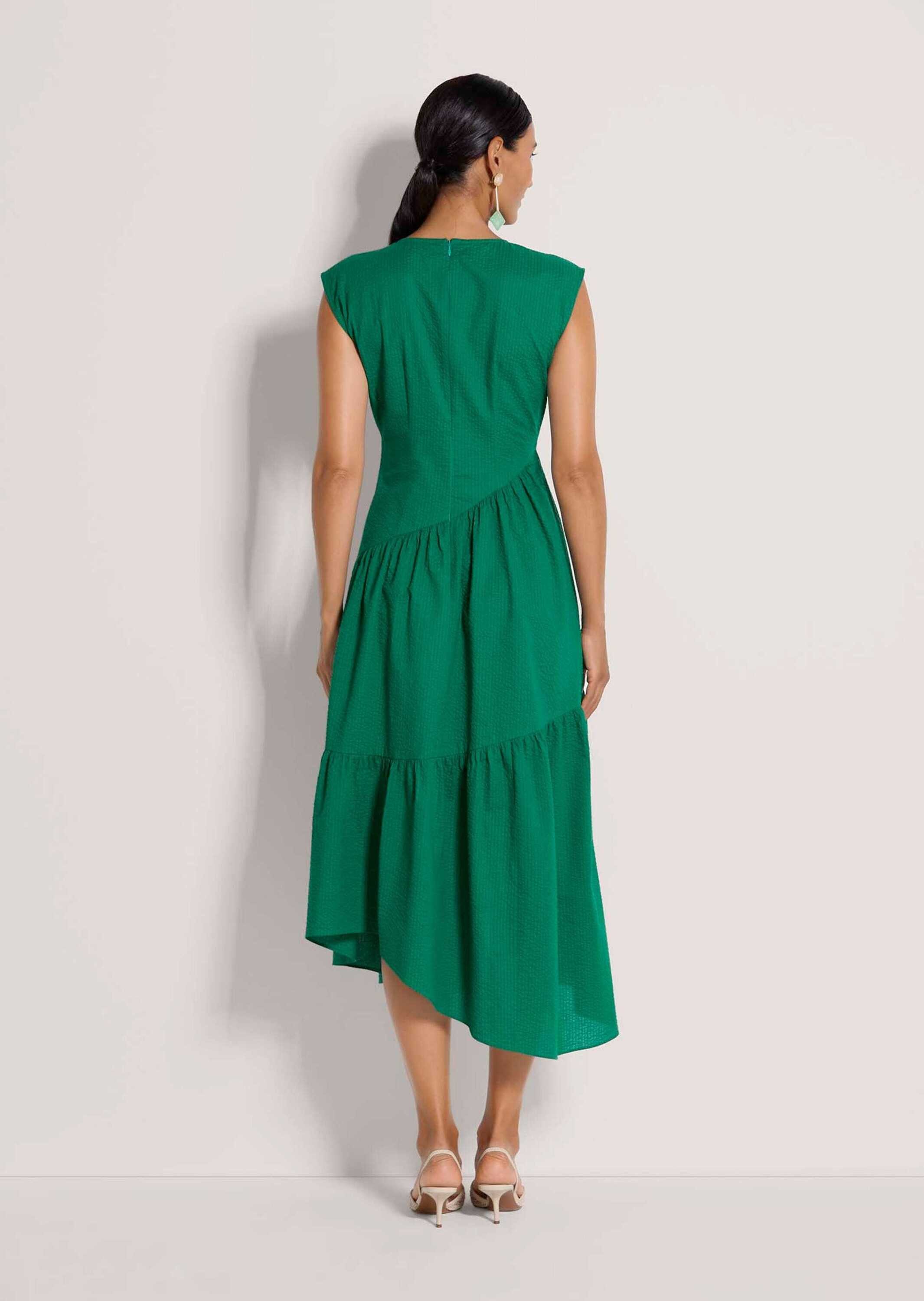 MADELEINE Maxikleid Baumwollkleid mit Stufenrock Sommerkleid mit Rundhals, Wadenlänge und überschnittenen Schultern