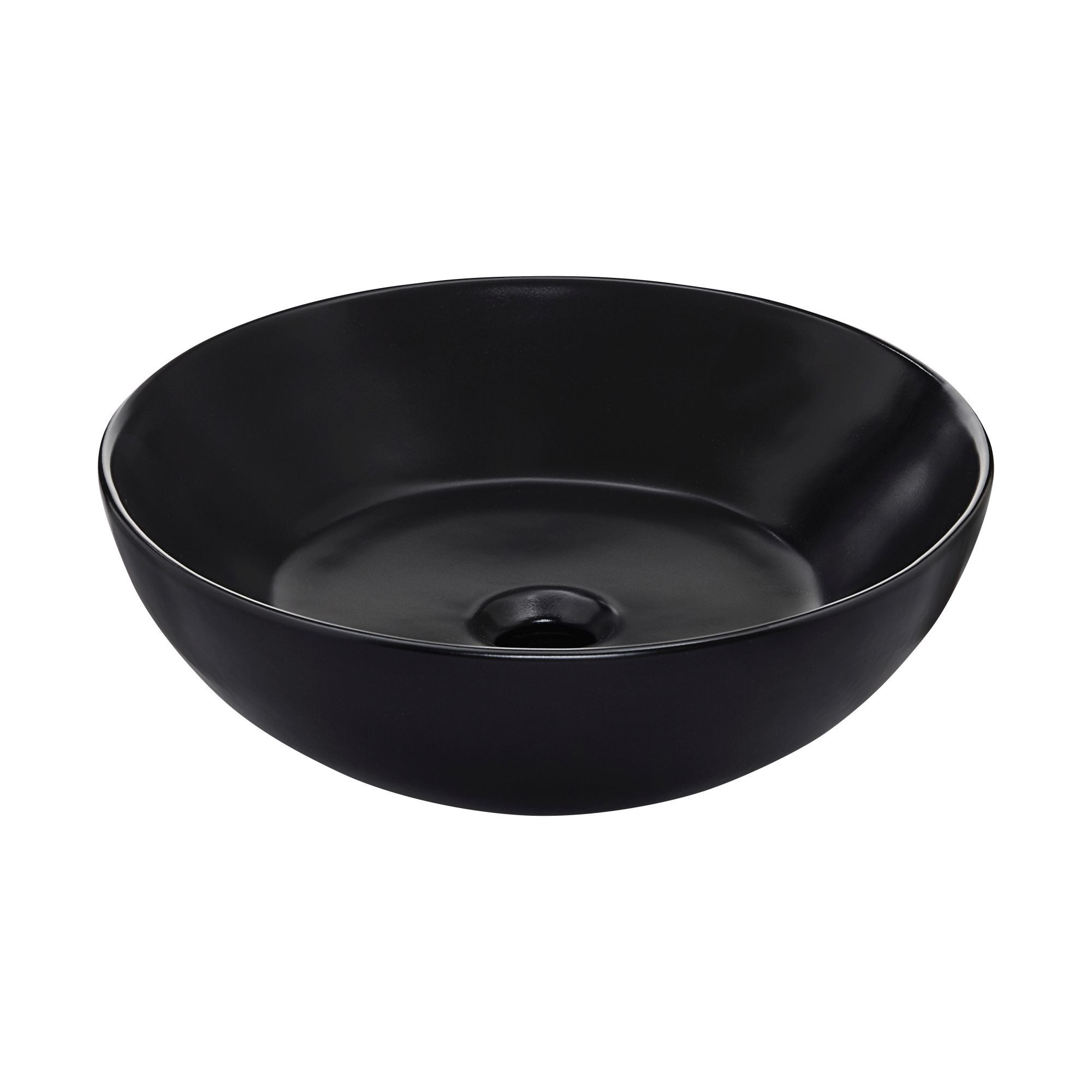 SCHÖNER WOHNEN-Kollektion Waschbecken BECO rund mit Überlauf, Keramik, Mattschwarz, 38 x 13 cm, geeignet als Aufsatzwaschbecken