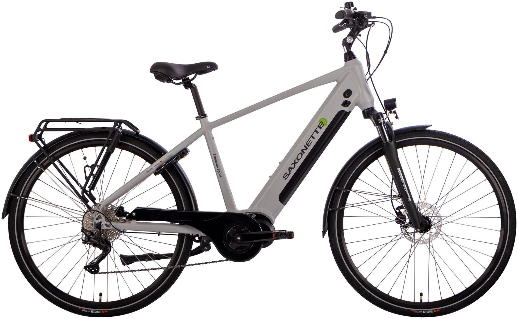 SAXONETTE E-Bike Trekkingrad Premium Sport (Diamant), 10 Gang, Kettenschaltung, Mittelmotor, 522 Wh, Pedelec, Elektrofahrrad für Herren