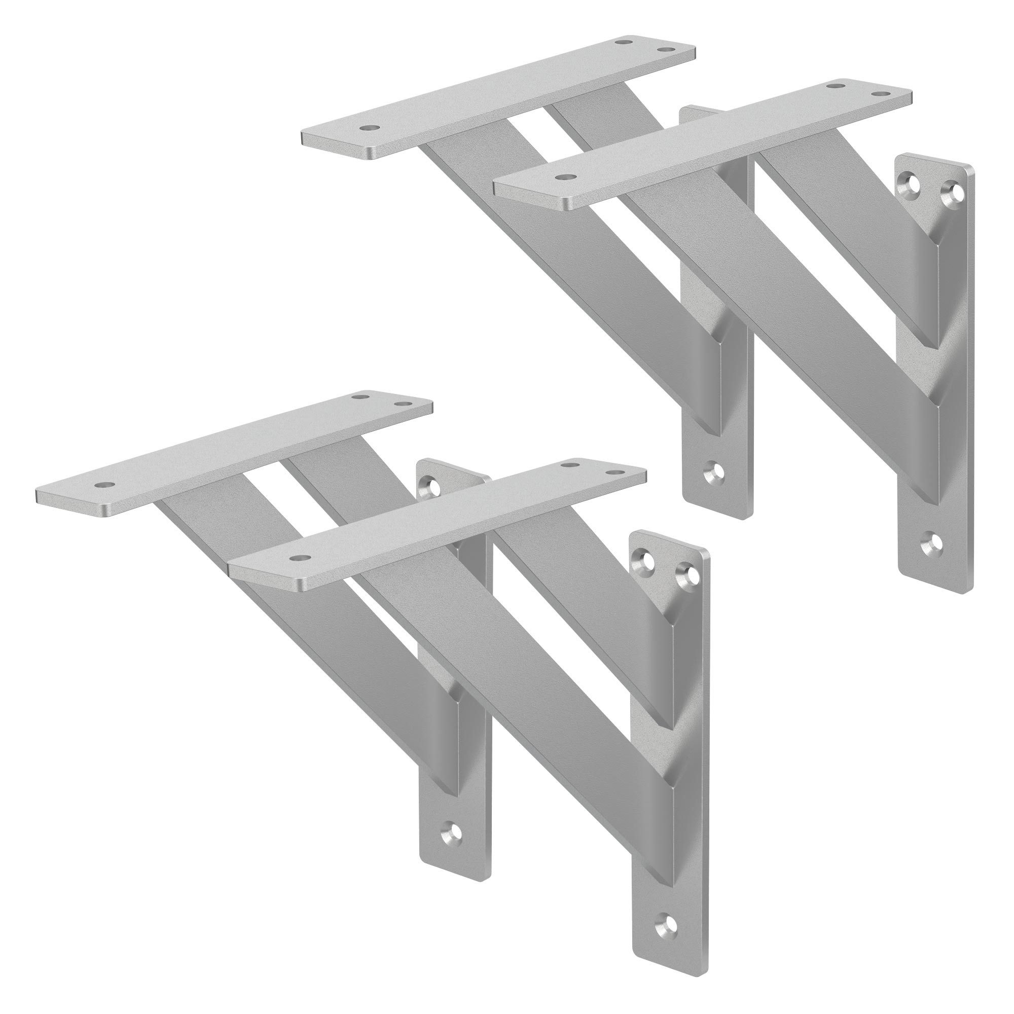 ML-DESIGN Wandregalhalter Regalhalterung aus Aluminium, Regalträger für Wandmontage, 4-tlg., Wandkonsole Silber Regalstütze Wandregal Regalwinkel Regalhalterungen