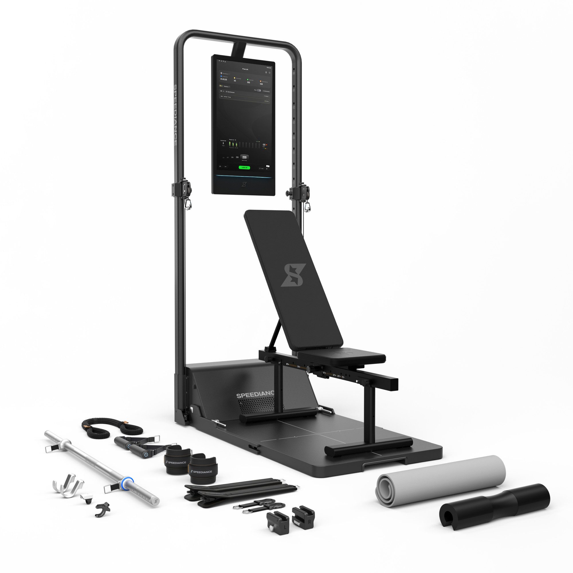 SPEEDIANCE Kraftstation Gym Monster 3S, All-in-One-Smart-Home-Gym für Ganzkörpertraining, (mit Trainingsbank), Multifunktionale Smith-Maschine, Ganzkörper-Krafttrainingsgerät(Plus)