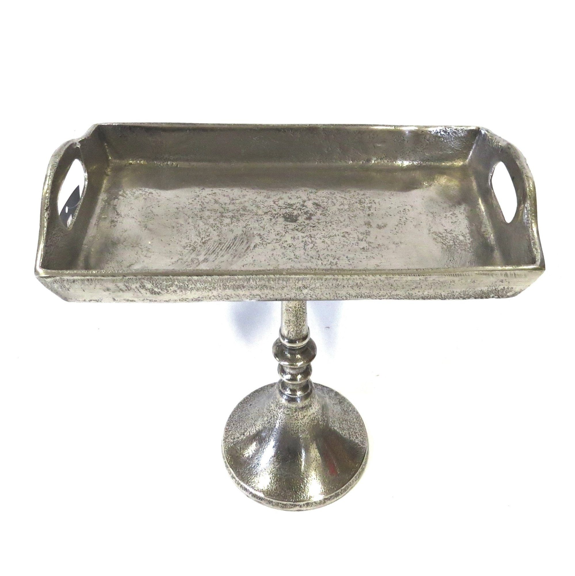 auf Fuß Auf 28 cm, Tablett Hazenkamp Schale Dekoschale Silber Länglich Metall Antik Fuß