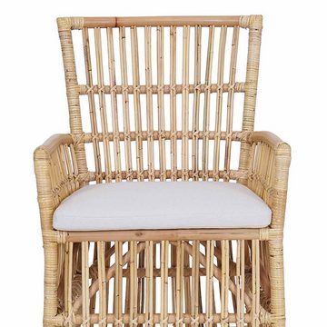 Casa Moro Rattanstuhl Rattansessel Susila Honig mit Sitzkissen Esszimmerstuhl, Loungesessel aus Natur-Rattan handgefertigt