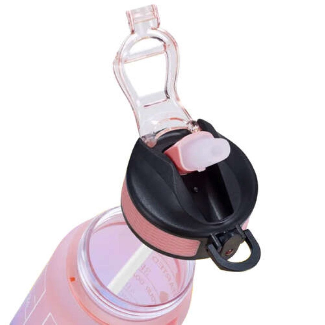 Trizand Trinkflasche Motivierende Sport Wasserflasche 1L - BPA-frei mit Silikonverschluss, praktischen Stunden-Skala für die tägliche Wasseraufnahme