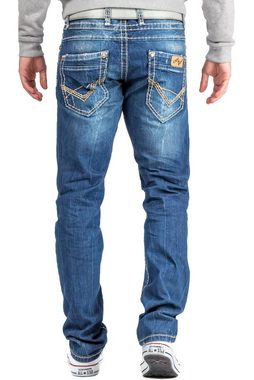 Cipo & Baxx 5-Pocket-Jeans Hose BA-C0688 W38/L30 (1-tlg) mit dicken Nähten und Verzierungen