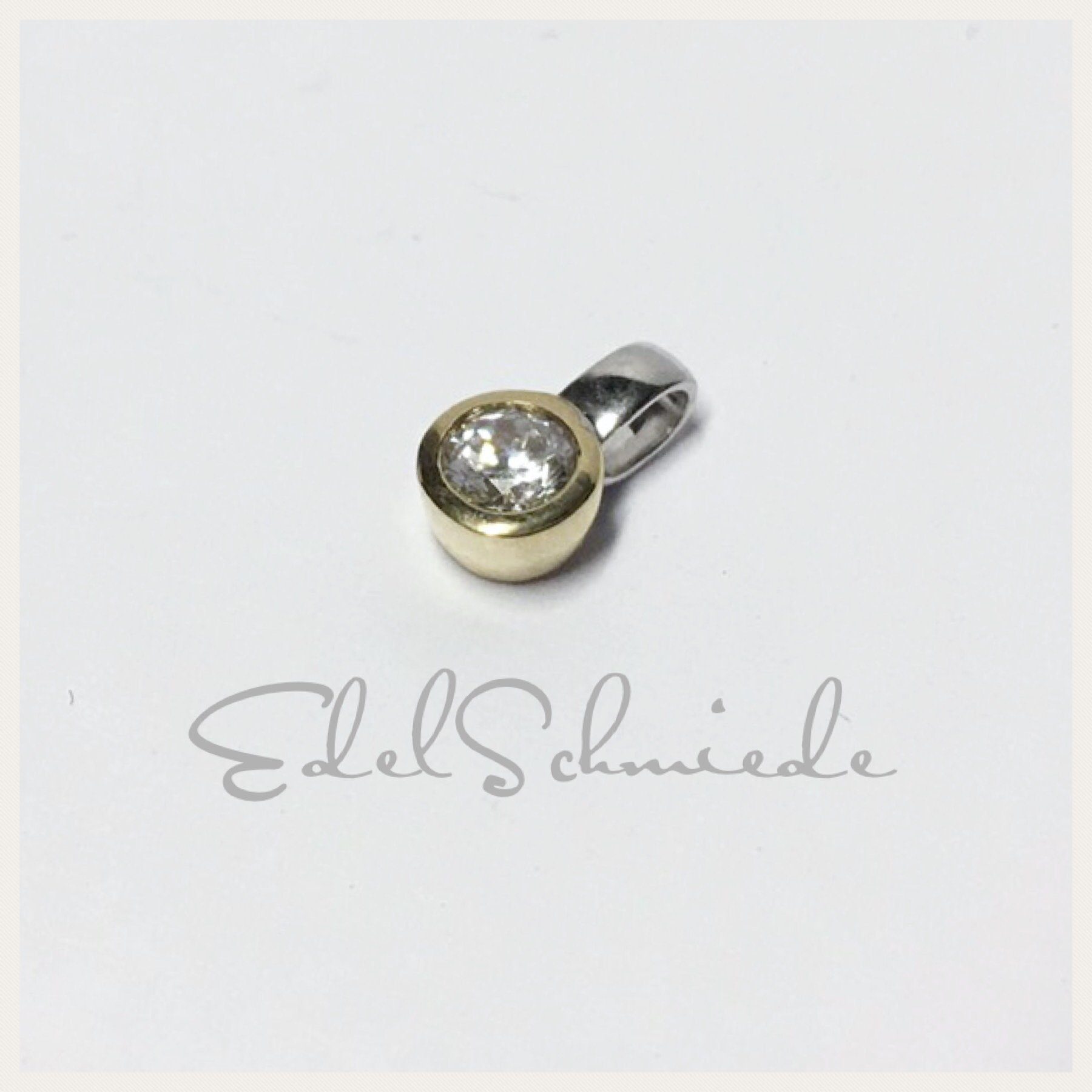 Schmuckset Solitäranhänger in 333/- Gold bicolor Zirkonia