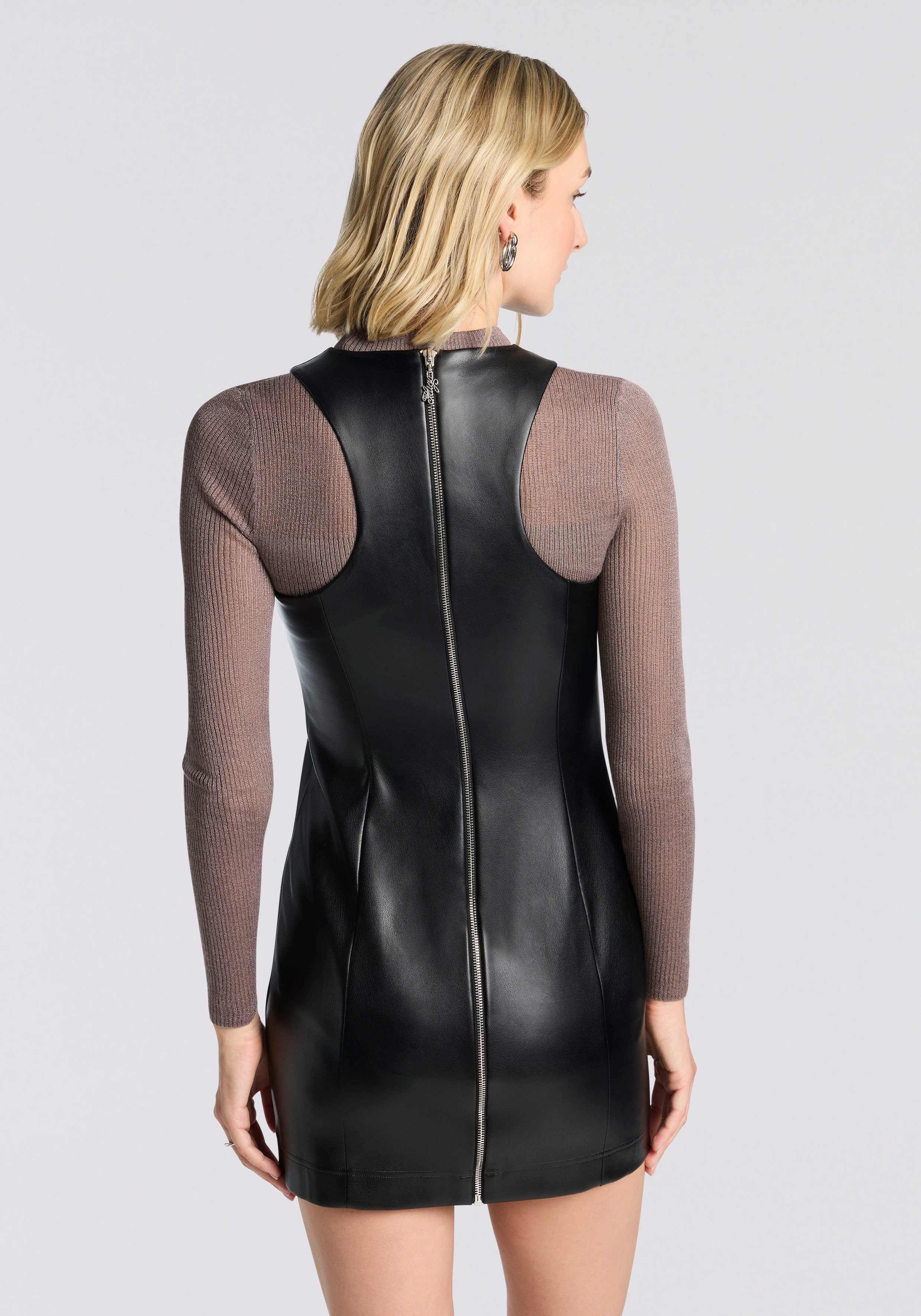 HUGO Blue Minikleid Koeklus tailliert, Lederoptik günstig online kaufen