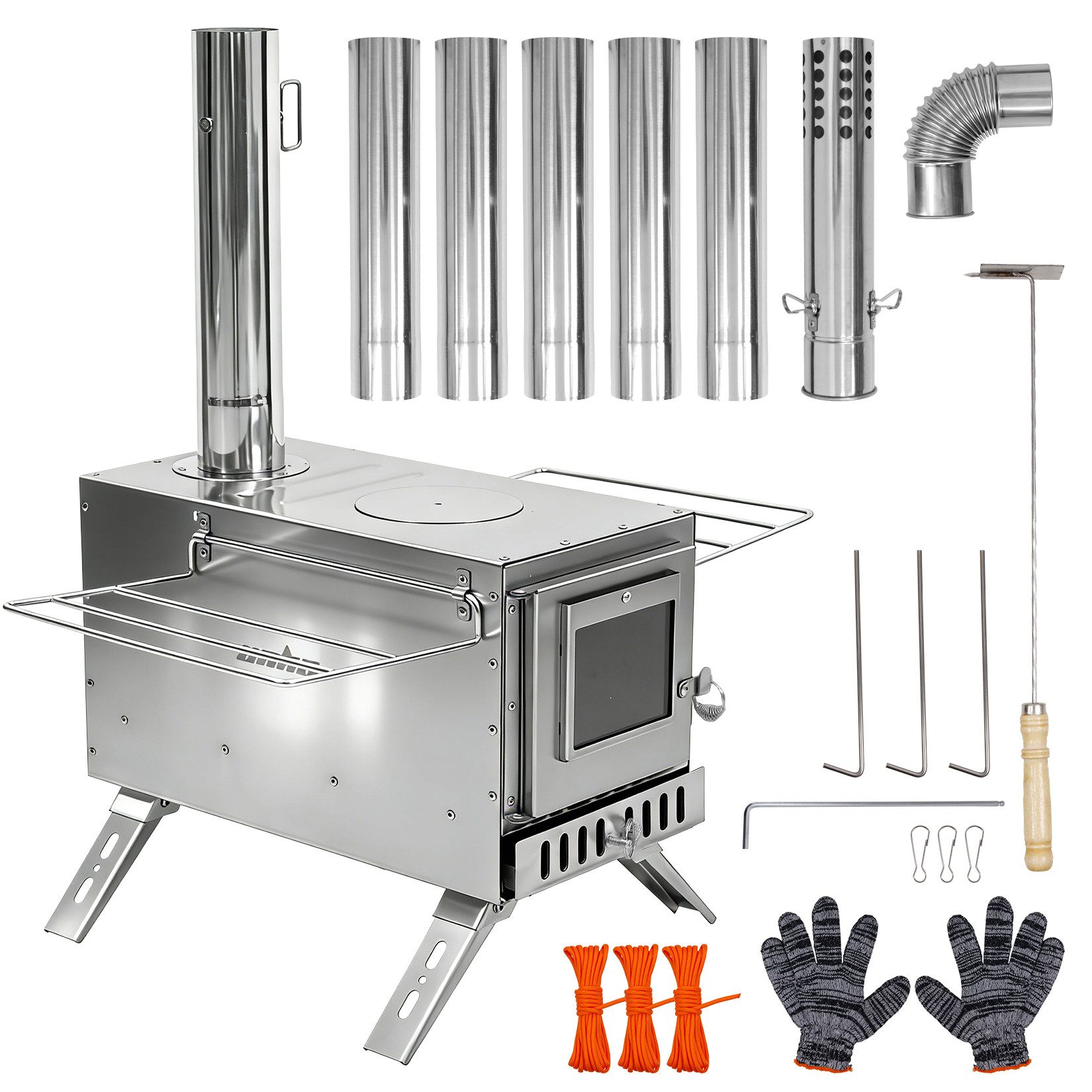 unho Feuerstelle Tragbarer Zeltofen zum Heizen und Kochen
