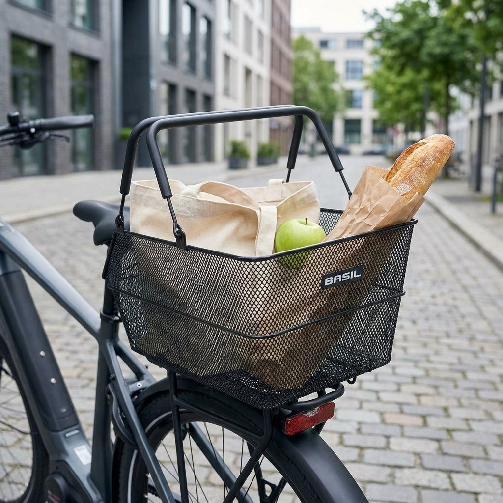 Basil Fahrradkorb Basil Cento S MIK - feinmaschiger Stahl-Hinterradkorb mit MIK-Adapterp