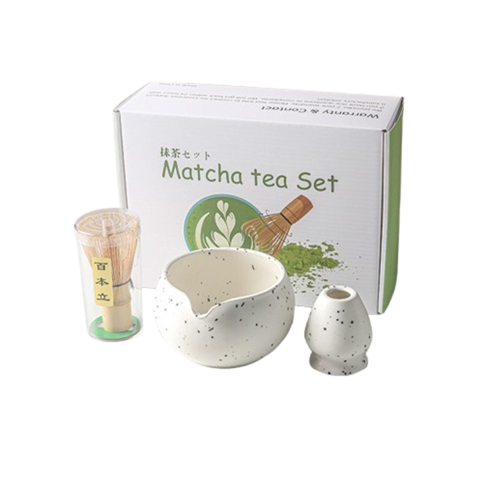 Auledio Teeservice Keramik Matcha-Schale und Matcha-Rührbesen-Set, 5-teilig