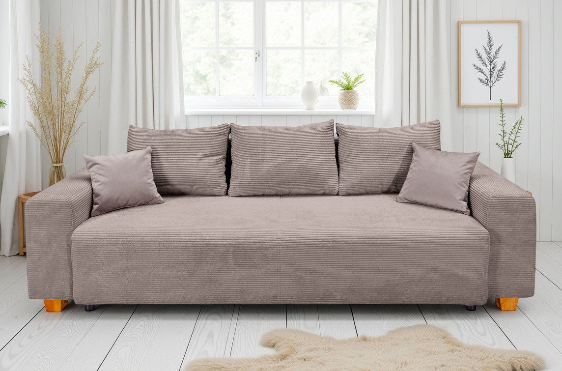 COLLECTION AB Schlafsofa Yves, Liegefläche (B/T): 142/194 cm, inkl. Bettfunktion, Bettkasten, Federkern & Zierkissen