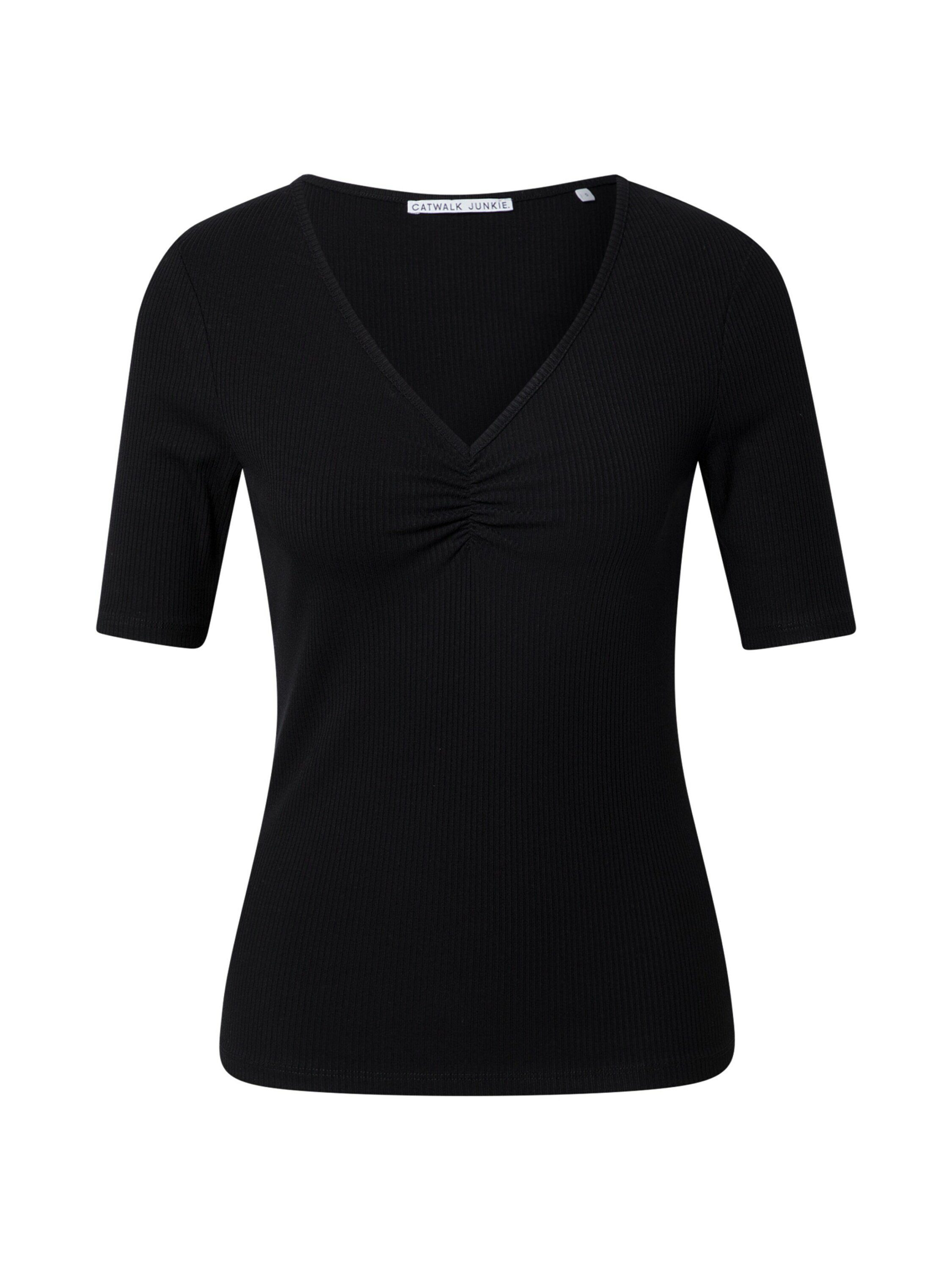 Catwalk black (1-tlg) 100 Junkie T-Shirt Drapiert/gerafft Luna -