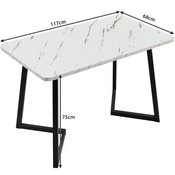 Celya Essgruppe Esstisch mit 4 Stühlen,Moderner Küchentisch Set, (Tisch mit 4 Stuhlen), Beine aus Metall,Schwarze Tischbeine,Braun Kunstleder
