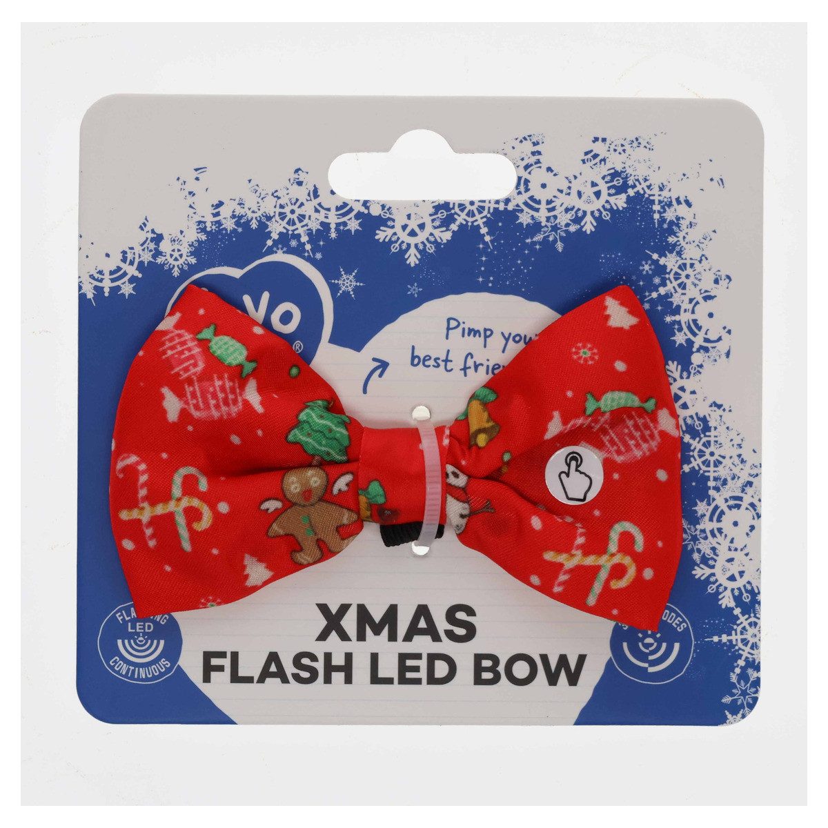 DUVO+ Hundefliege Xmas Flash LED Schleife rot