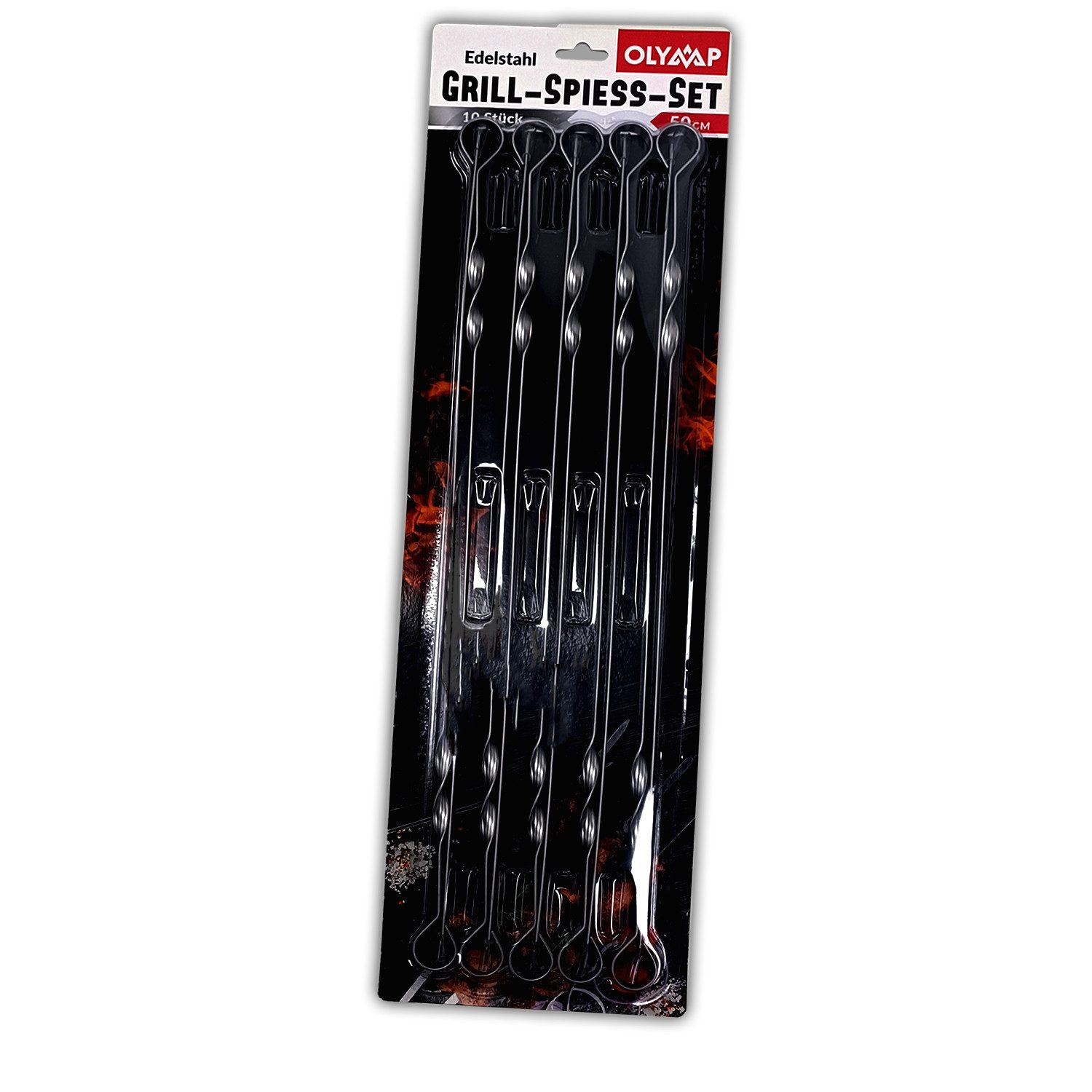 Olymp Handels GmbH Schaschlikspieße Schaschlikspieße 50cm Edelstahl 1.5mm 10 Stück Mangal Grill Schampura