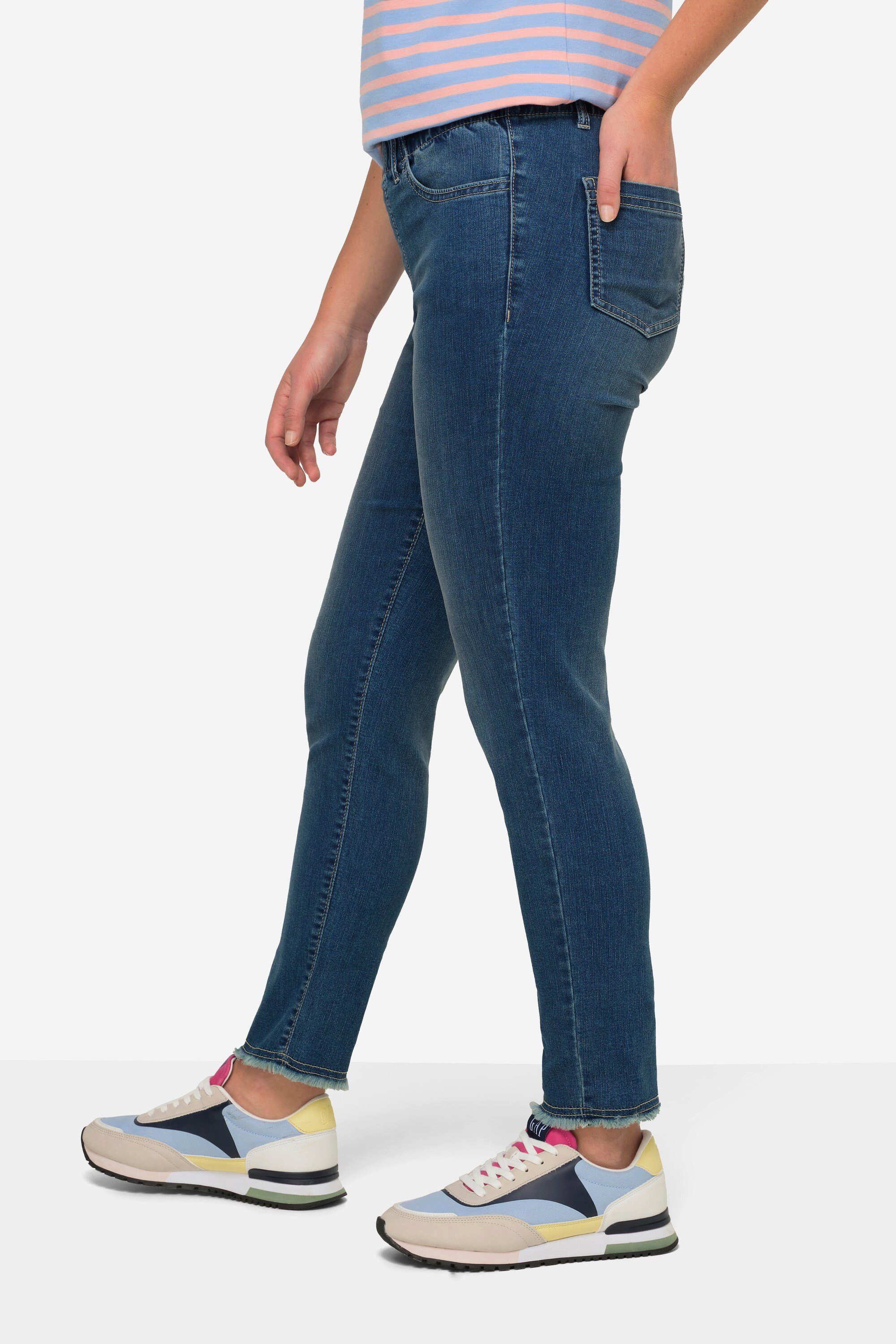 Laurasøn Regular-fit-Jeans 7/8-Slimhose schmale Passform 4-Pocket Fransensaum