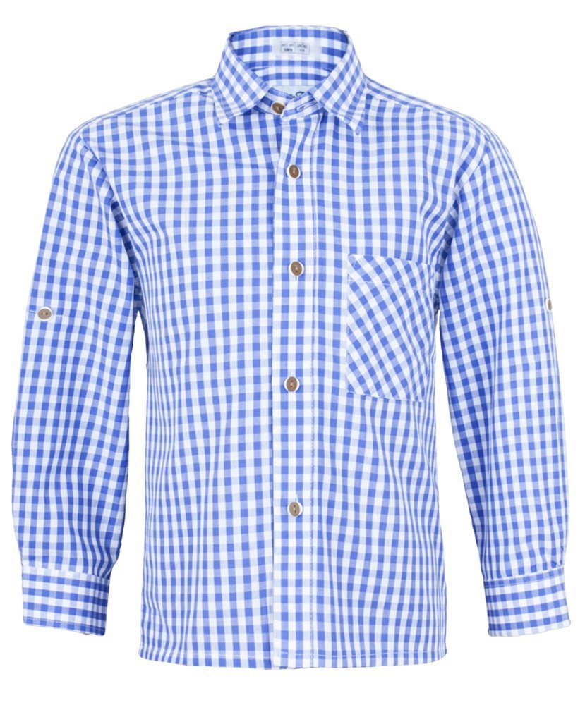 52915, Trachtenhemd 'Moritz' Trachtenhemd Ka Kinder Isar-Trachten Mittelblau
