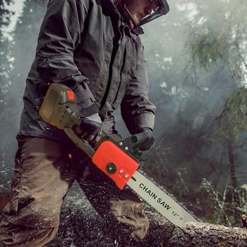 JOEAIS Akku-Kettensäge 12 Zoll Elektrisch mit Akku Einhand Motorsäge Handkettensäge, mit Batterien 3 Kette und Ladegerät für Garten, Holz und Astscheren