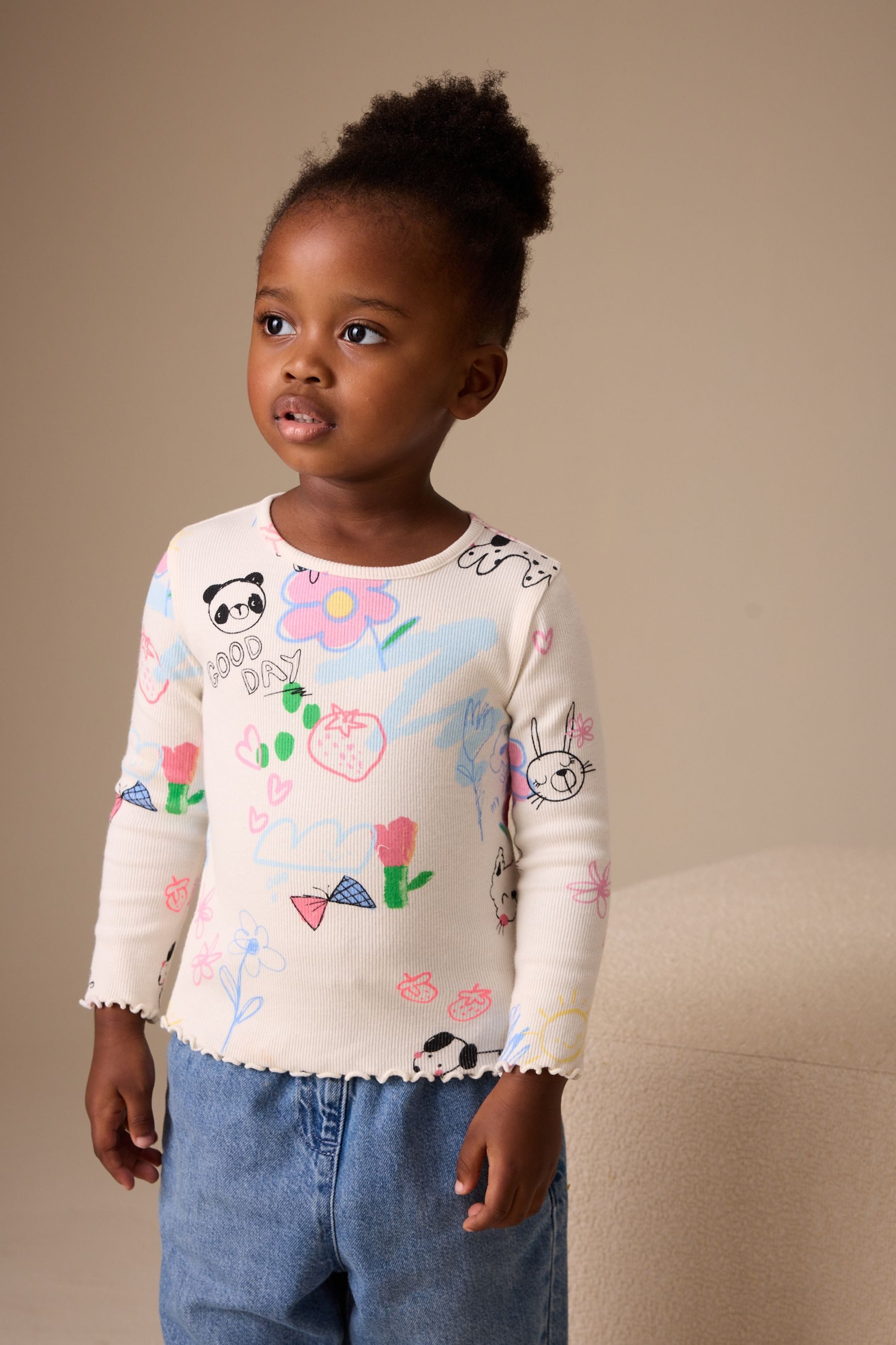 Next Leggings Geripptes Langarm-T-Shirt (1-tlg)