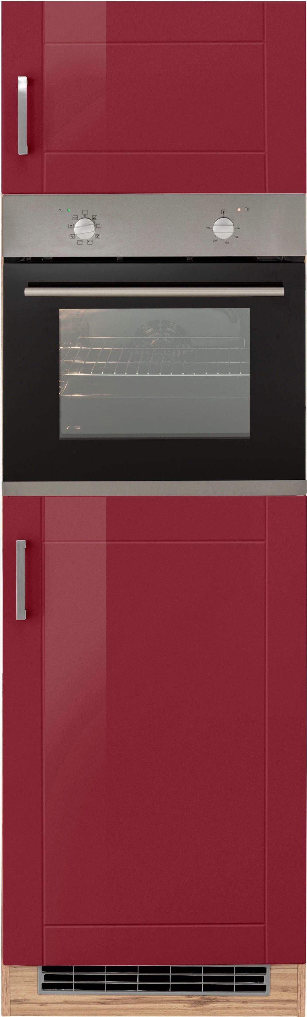 Tinnum Metallgriffe, cm hoch, Fronten, 88 cm cm 60 MÖBEL rot wotaneiche MDF HELD Backofen/Kühlumbauschrank breit, | 200 Nischenmaß