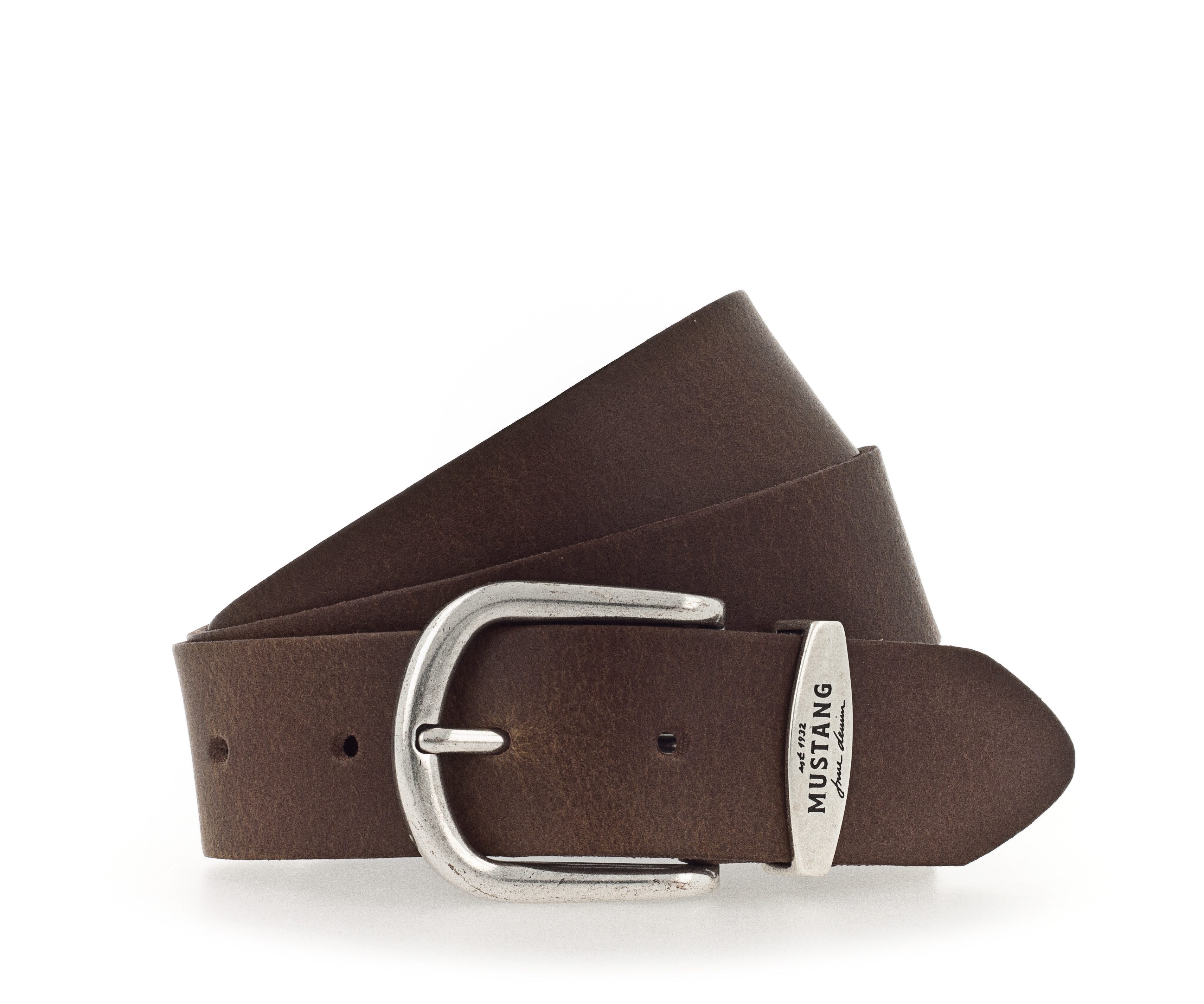 MUSTANG Ledergürtel Damen-Gürtel mit Logo-Schriftzug auf der Schlaufe