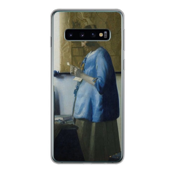 MuchoWow Handyhülle Frau in Blau liest einen Brief - Gemälde von Johannes Vermeer Phone Case Handyhülle Samsung Galaxy S10 Silikon Schutzhülle