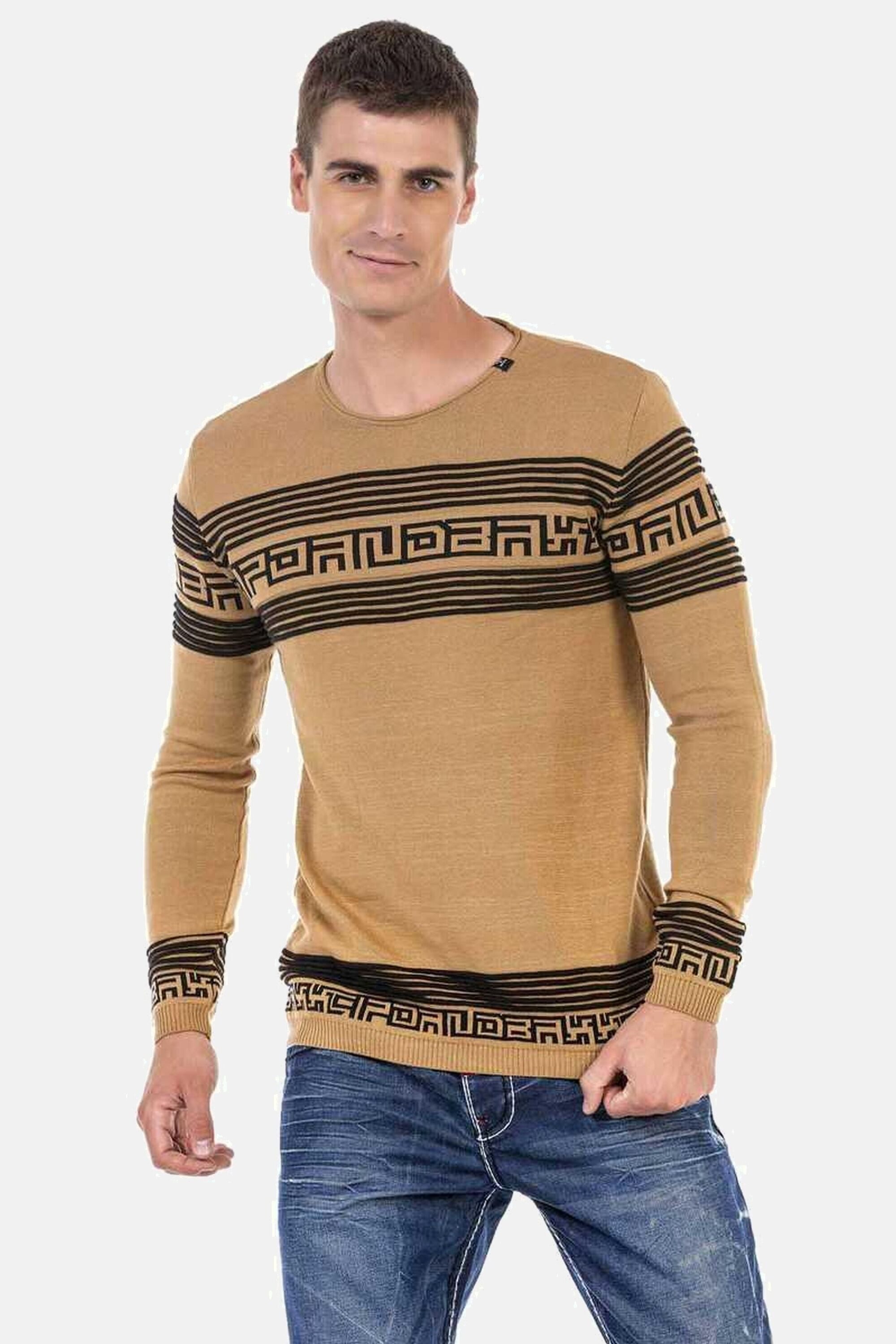 Cipo & Baxx Rundhalspullover Pullover (1-tlg) in Streifenoptik, CP243 günstig online kaufen