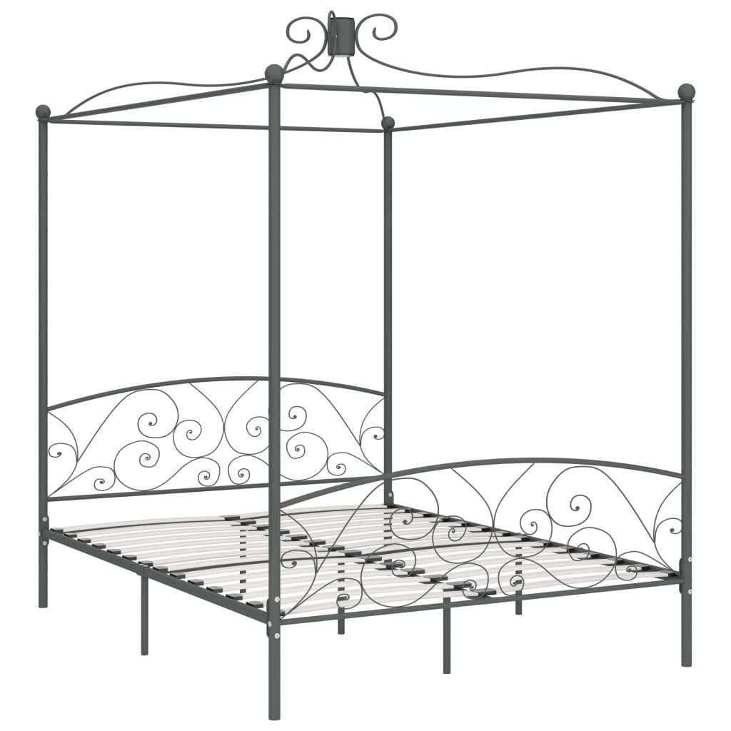 furnicato Bettgestell Himmelbett-Gestell Grau Metall 180 günstig online kaufen