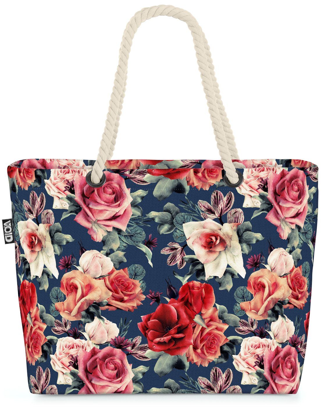 VOID Strandtasche (1-tlg), Große Rosenblüten Beach Bag Blumen-Strauss Floral Rosen-Blätter Rosen-Blüten