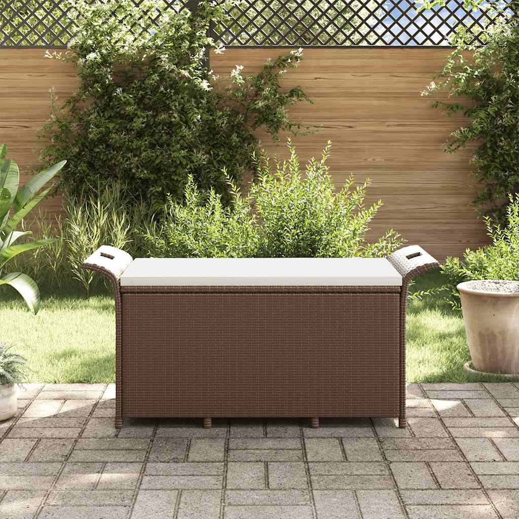 vidaXL Gartenbank Gartenbank mit Kissen Braun 116x46x57 cm Poly Rattan (1-St)