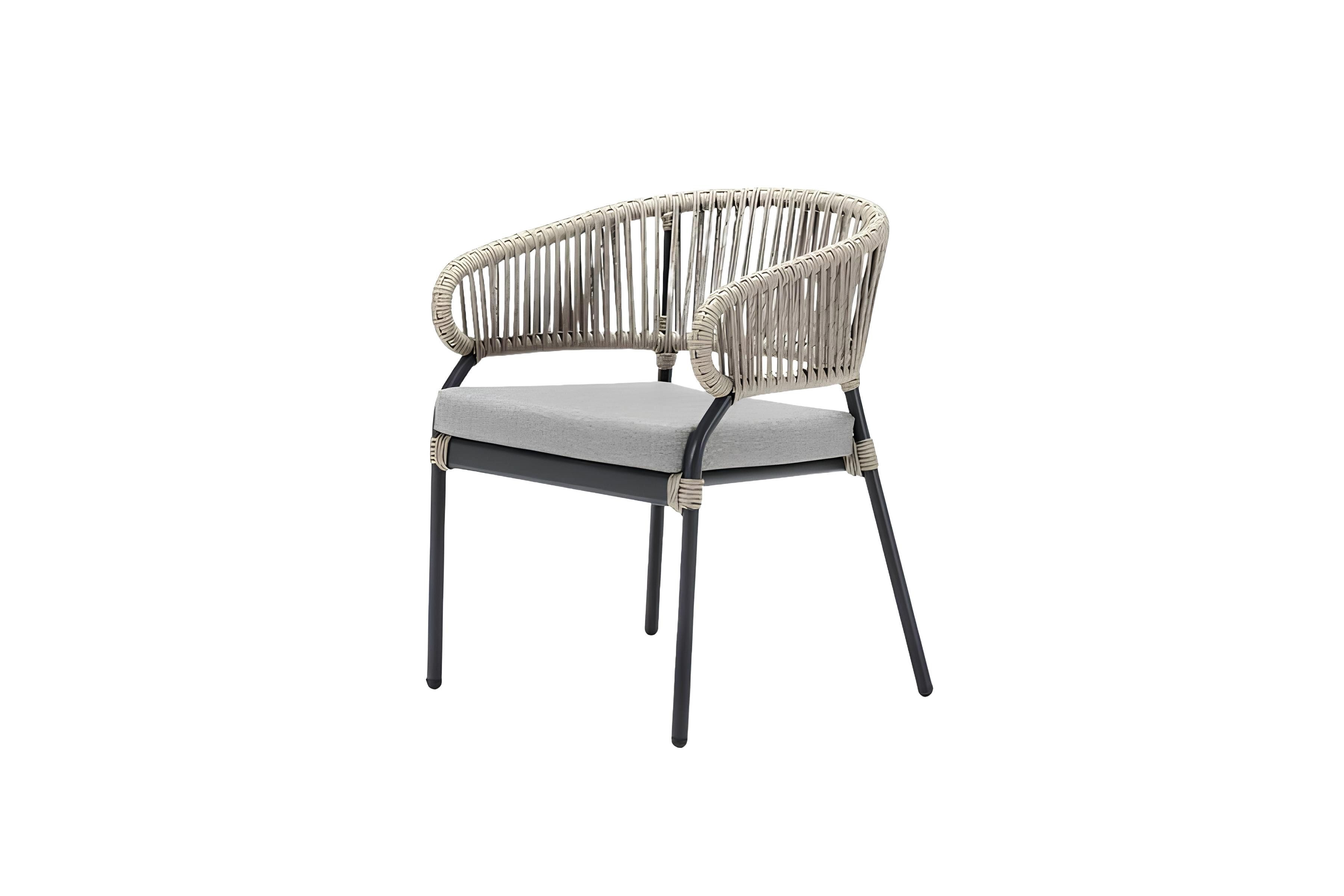 Xlmoebel Rattanstuhl Eleganter grauer Gartensessel aus hochwertigem Rattan, Hergestellt in Europa