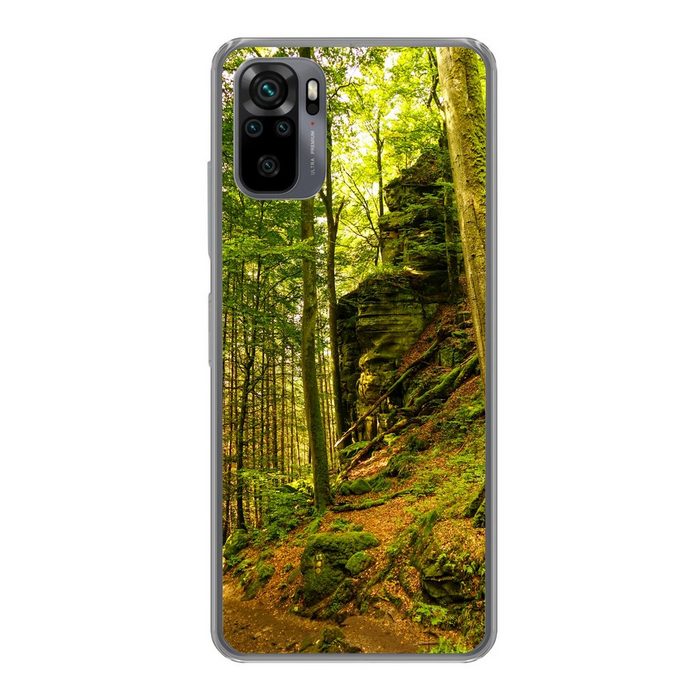 MuchoWow Handyhülle Bäume - Stein - Wald - Natur - Pflanzen Phone Case Handyhülle Xiaomi Redmi Note 10S Silikon Schutzhülle